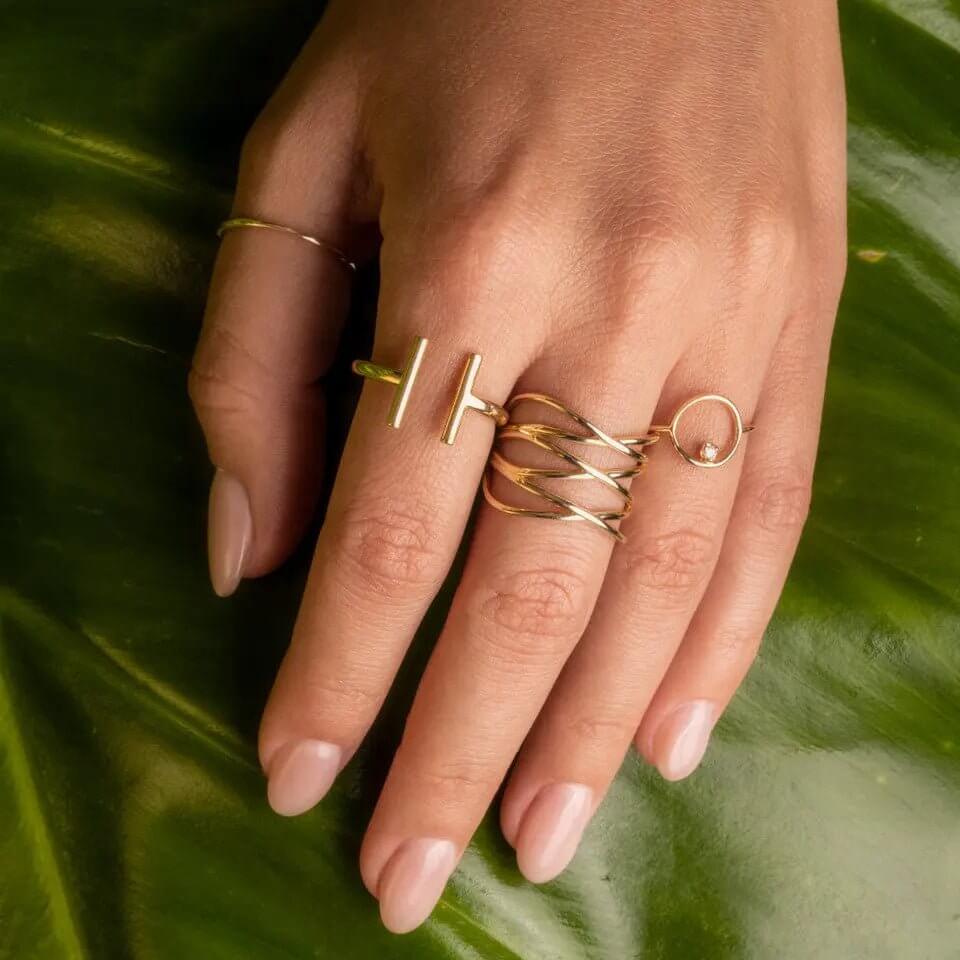 14k Gold Thin Diamond Orbit Ring - Koru Jewelers