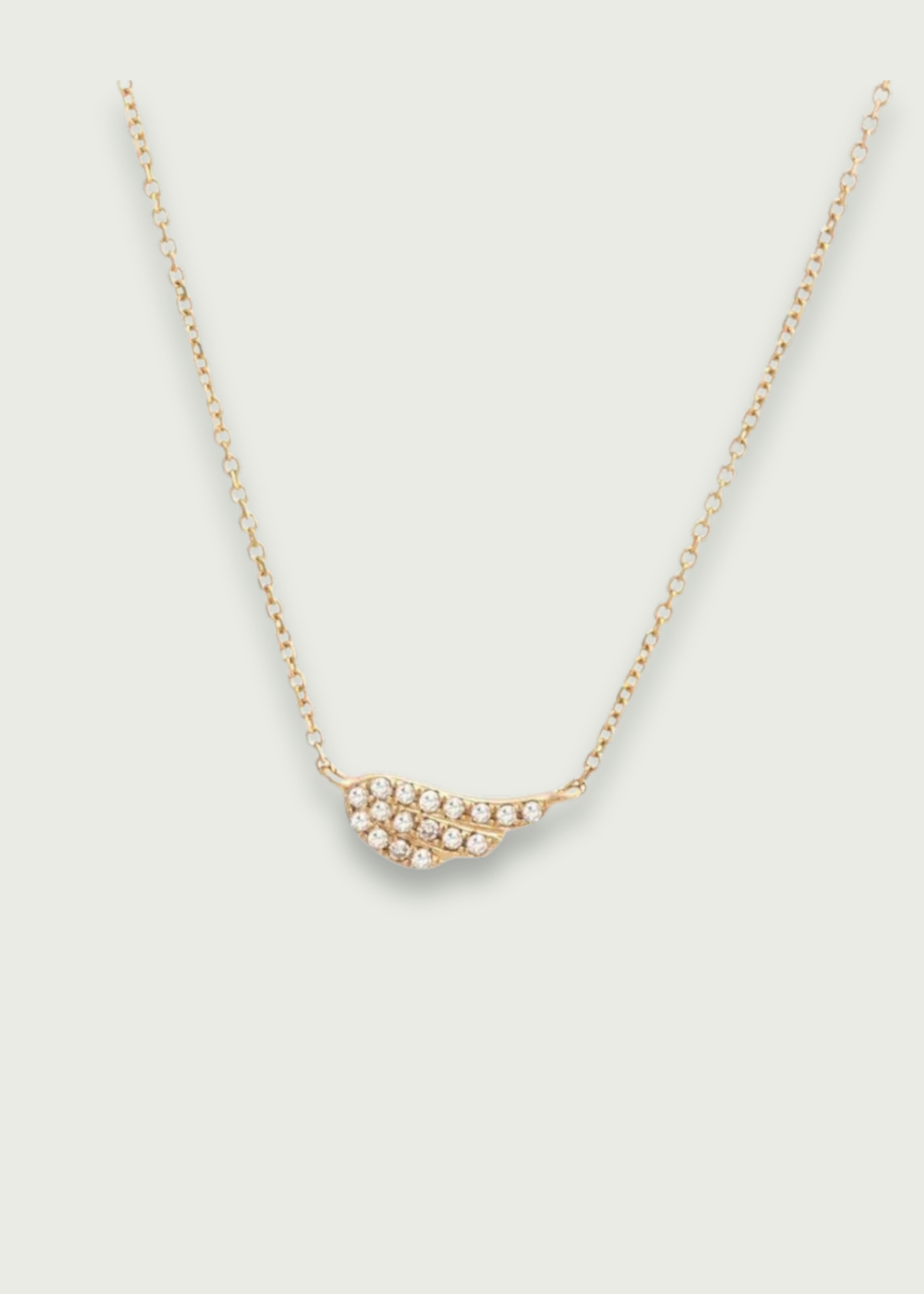 14k Gold Pave Diamond Angel Wing Necklace