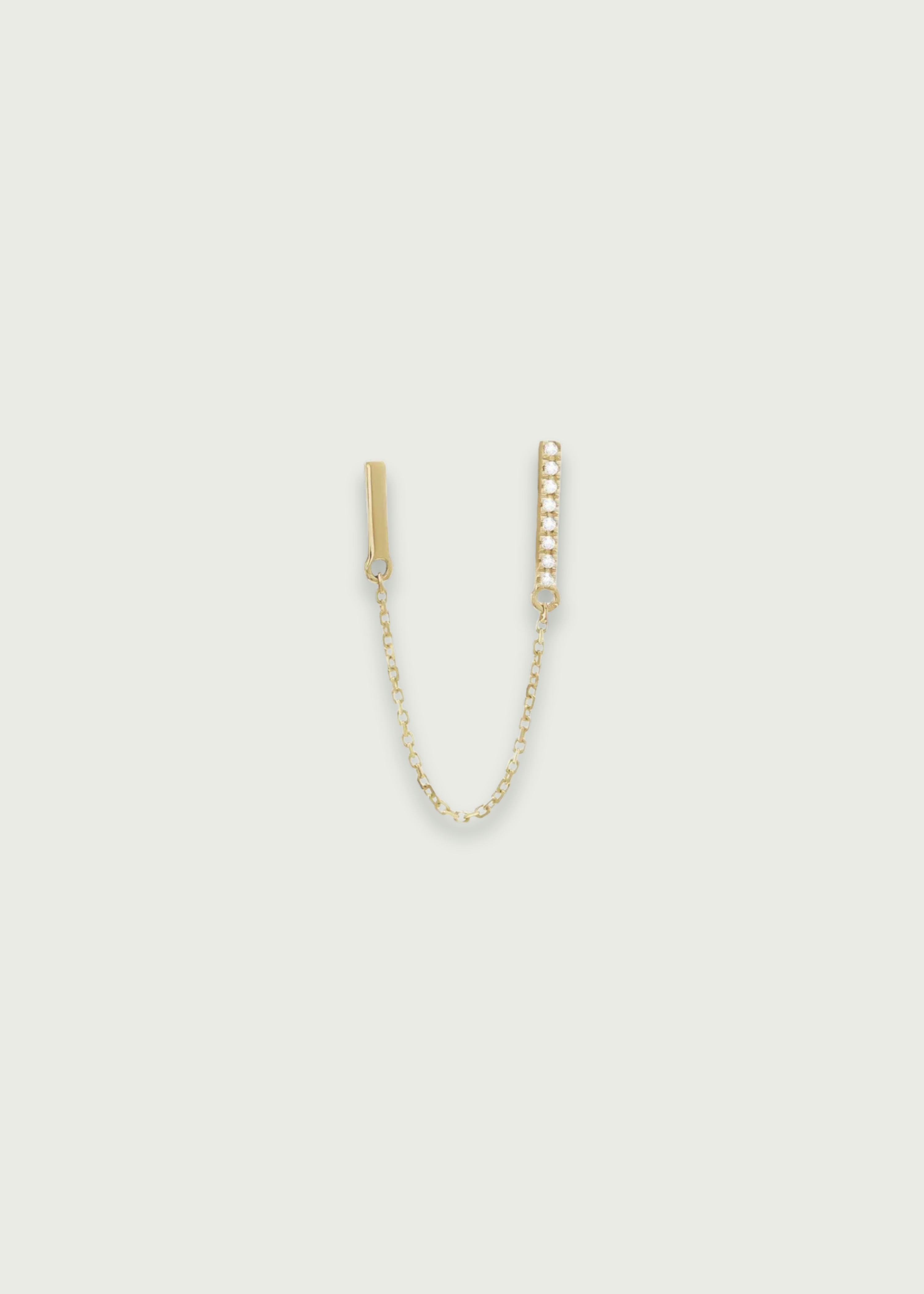 Single Prong Diamond Front and Back Chain Earring