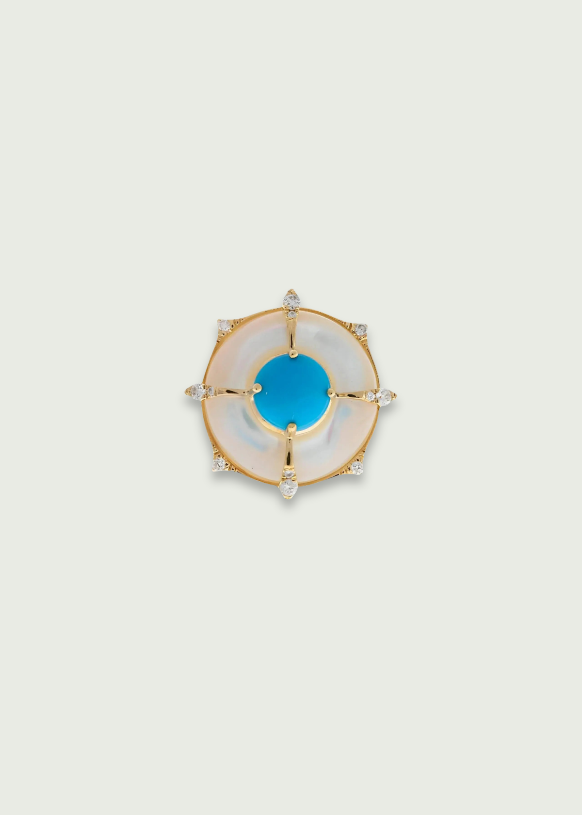 Natural Turquoise Mother of Pearl Cocktail Ring