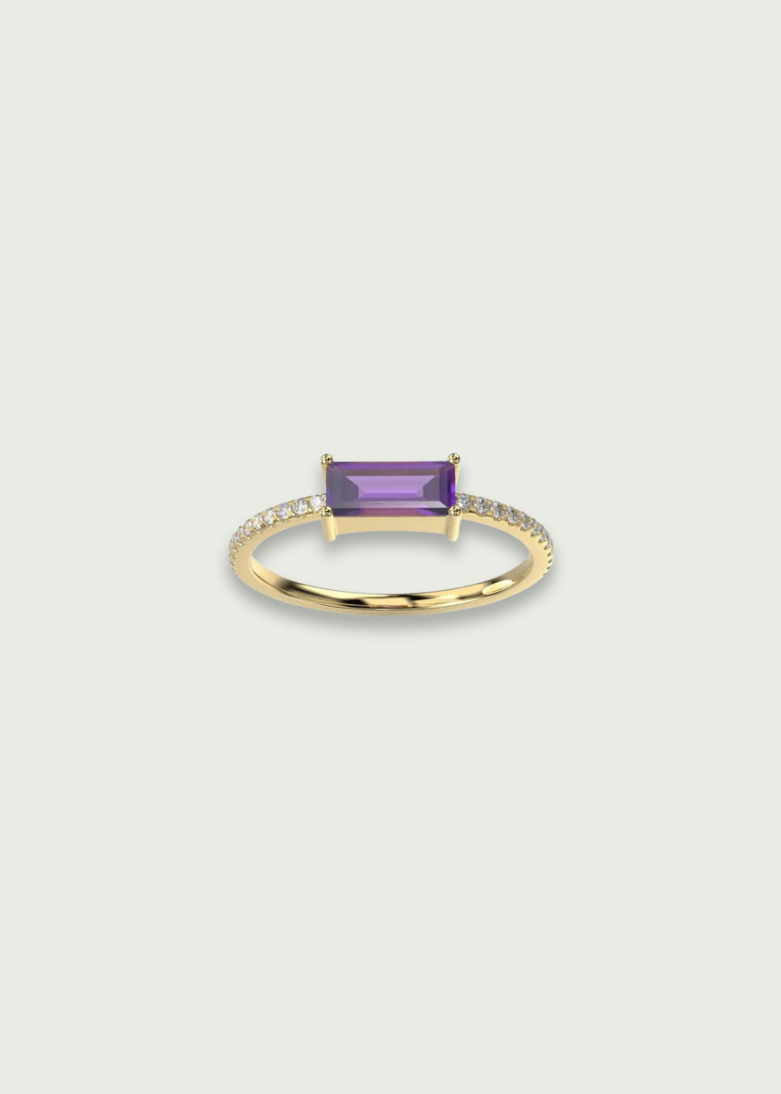 Natural Amethyst and Diamond Ring