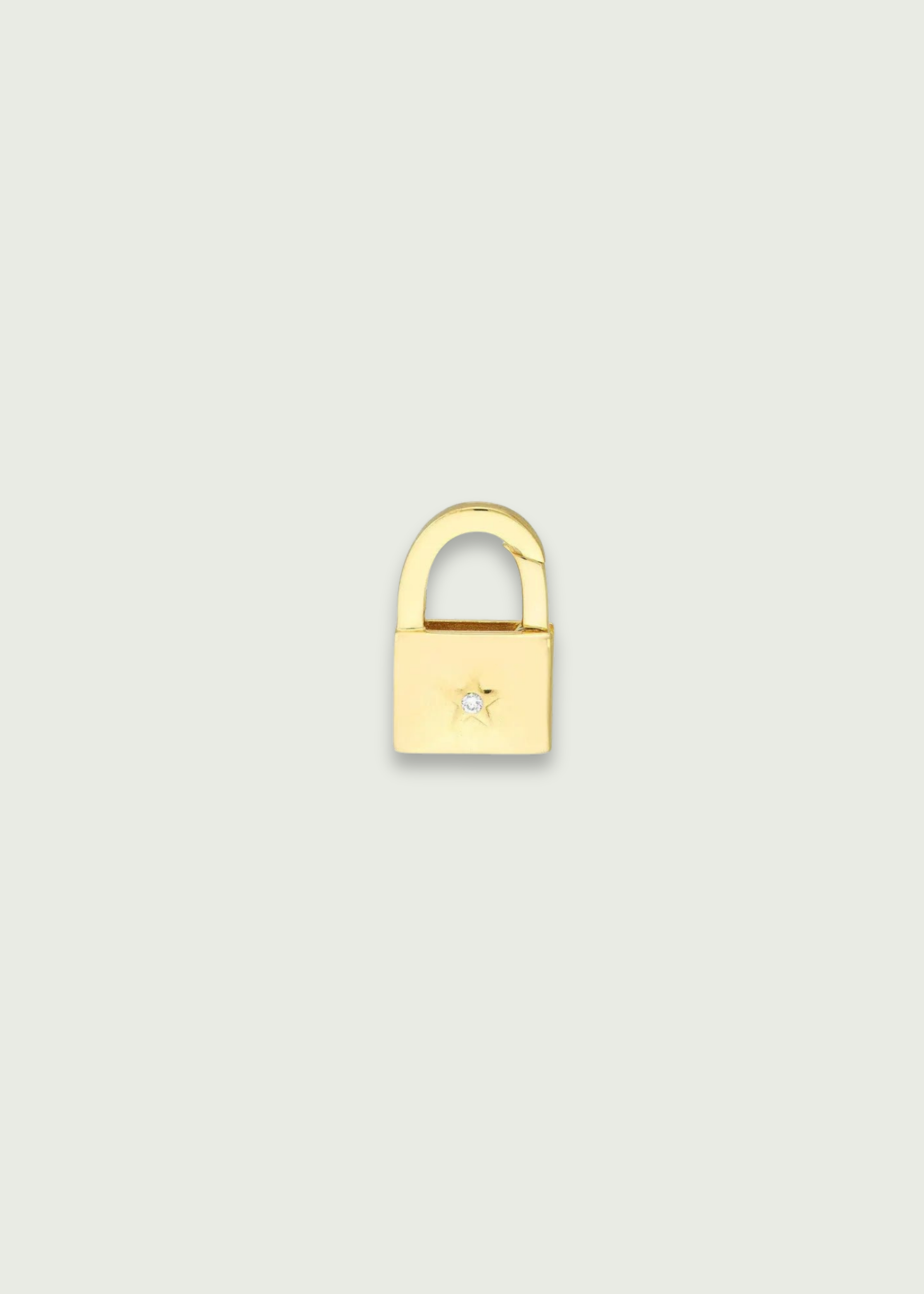 Padlock Push Lock Charm with Diamond Encrusted Star