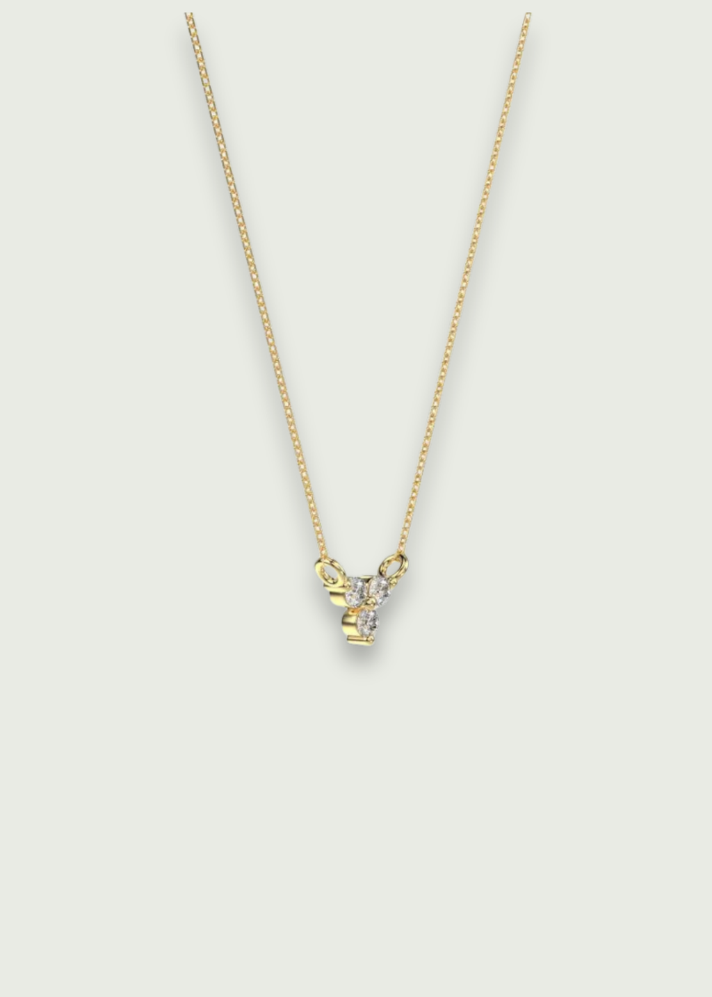 14k Gold Round Prong Diamond Trio Necklace