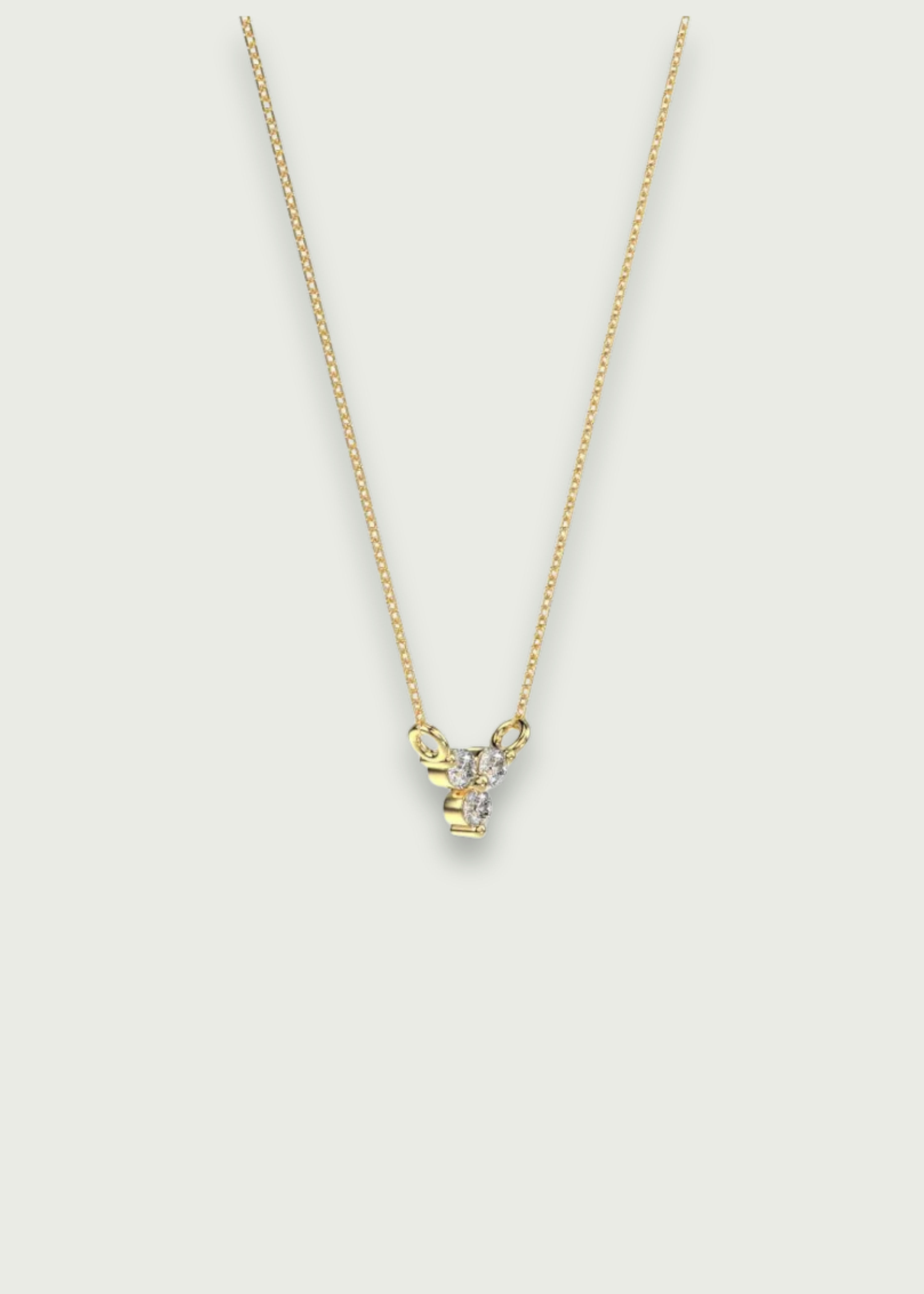 14k Gold Round Prong Diamond Trio Necklace