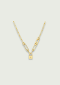 Padlock Push Lock Charm with Diamond Encrusted Star