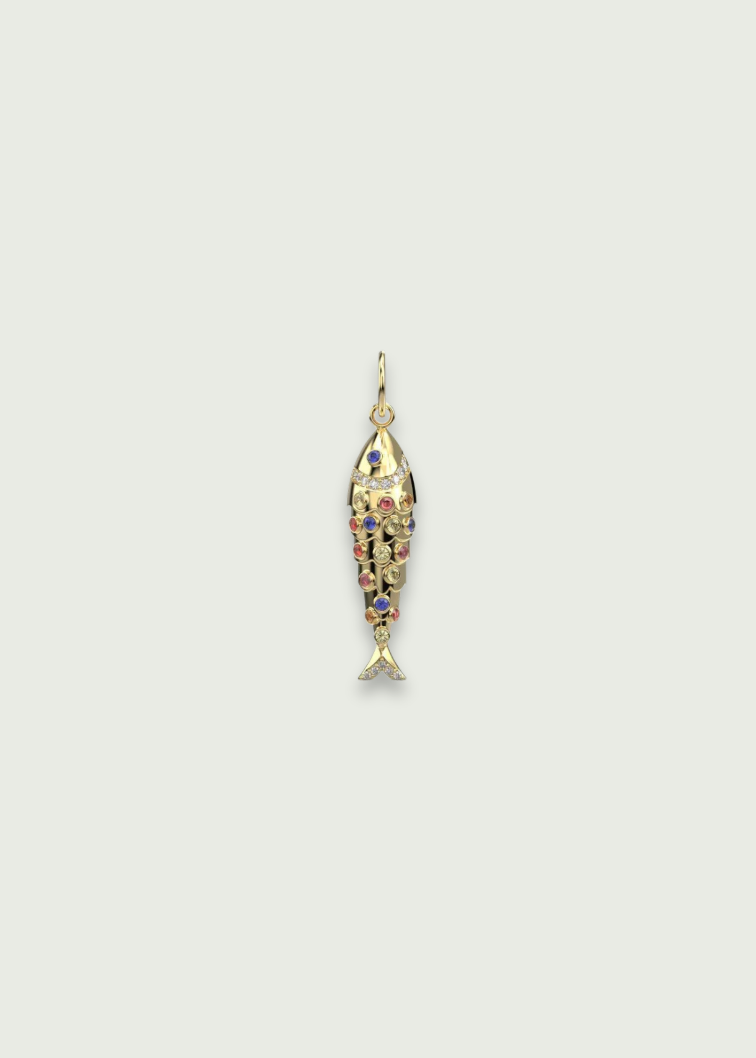 Multi Sapphire Flexible Fish Pendant