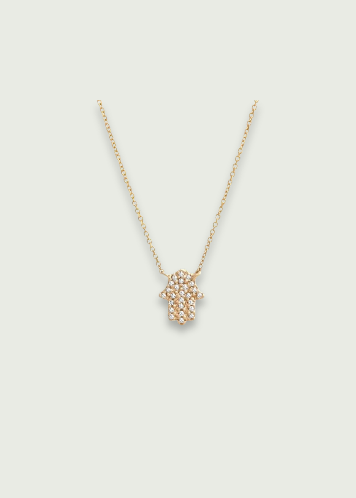14k Gold Pave Diamond Hamsa Necklace