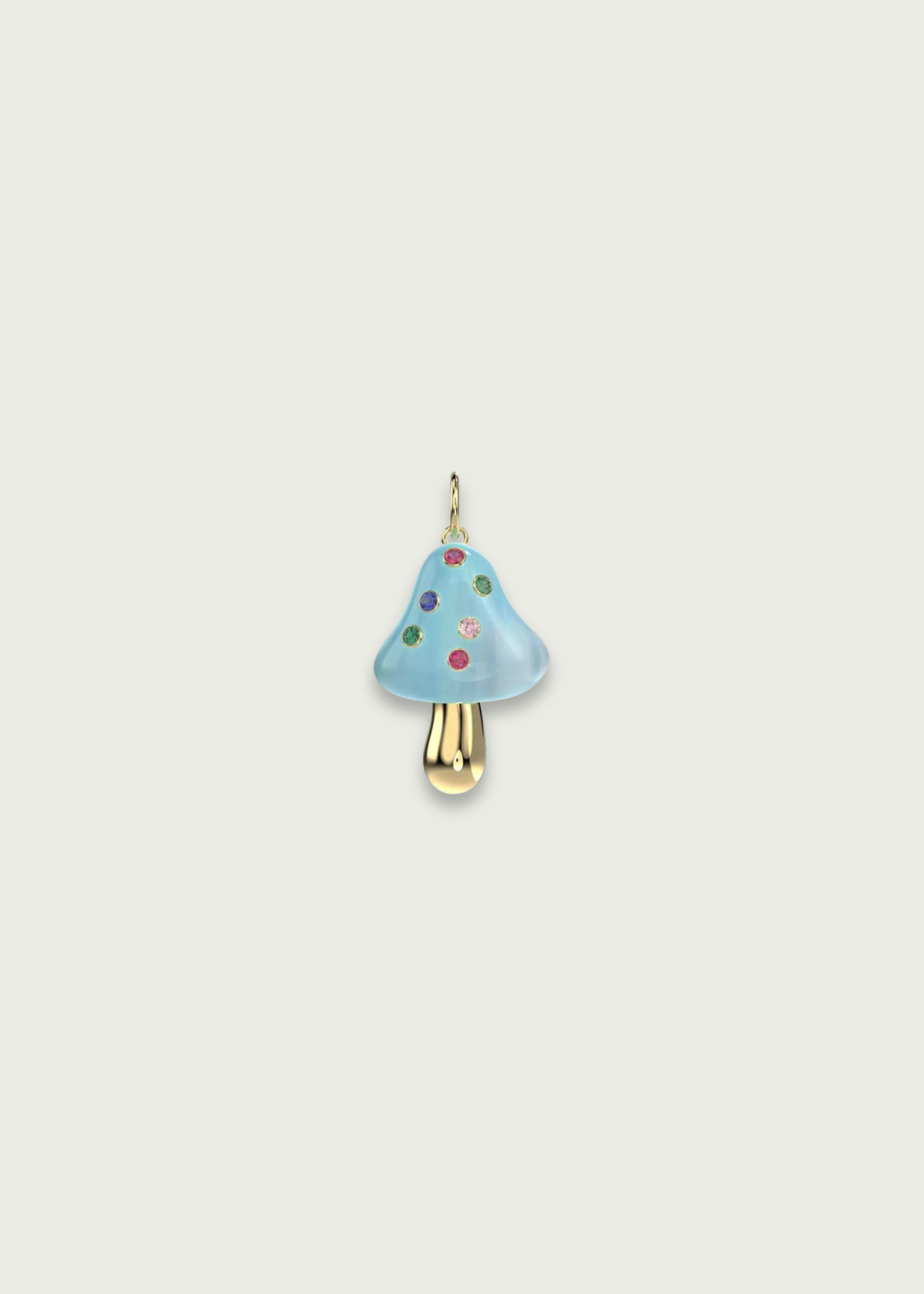 Mystic Chalcedony & Sapphire Mushroom Pendant