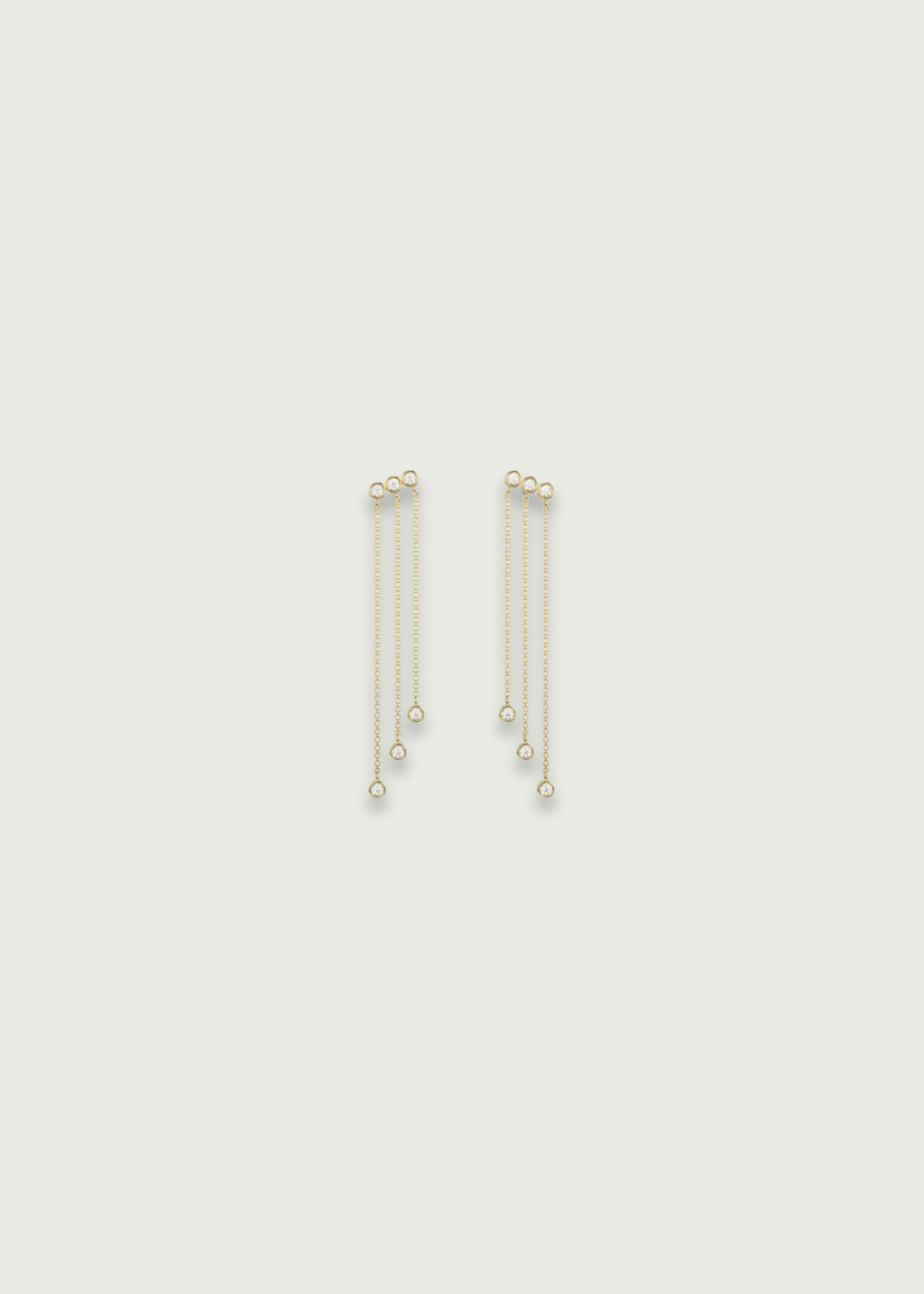 14k Gold Trio Drop Bezel Set Diamond Earrings