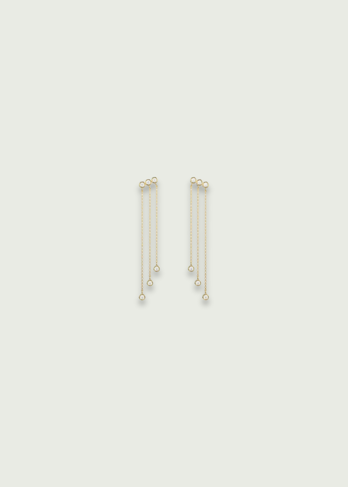 14k Gold Trio Drop Bezel Set Diamond Earrings