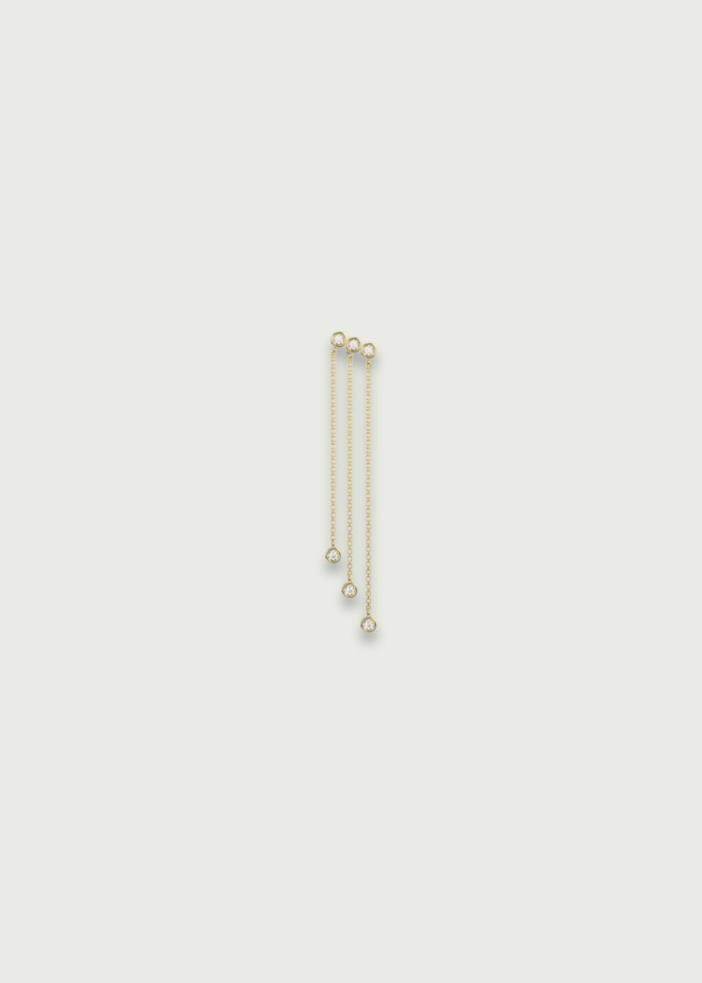 14k Gold Trio Drop Bezel Set Diamond Earrings