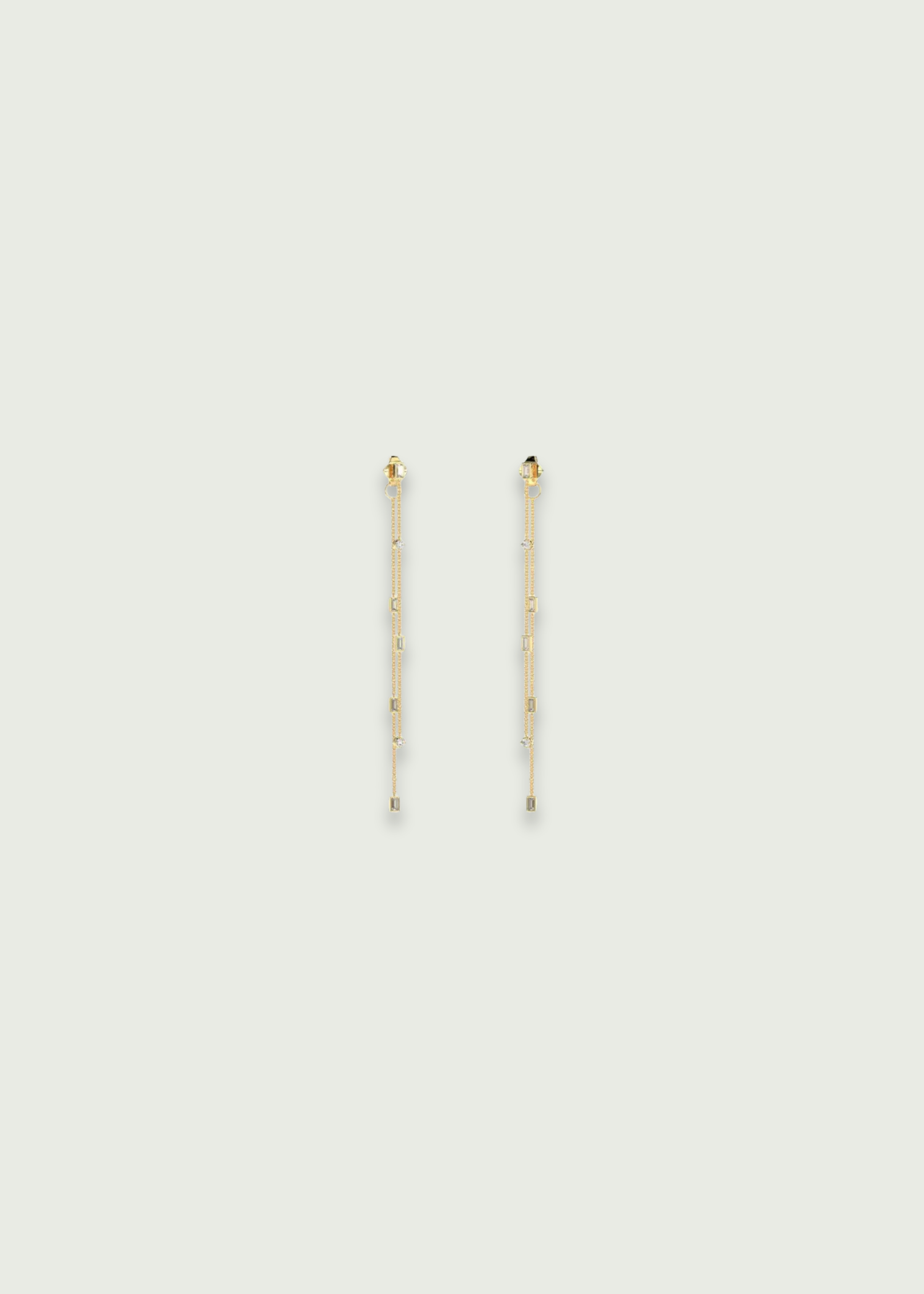 Baguets and Round Diamond Drop Earrings