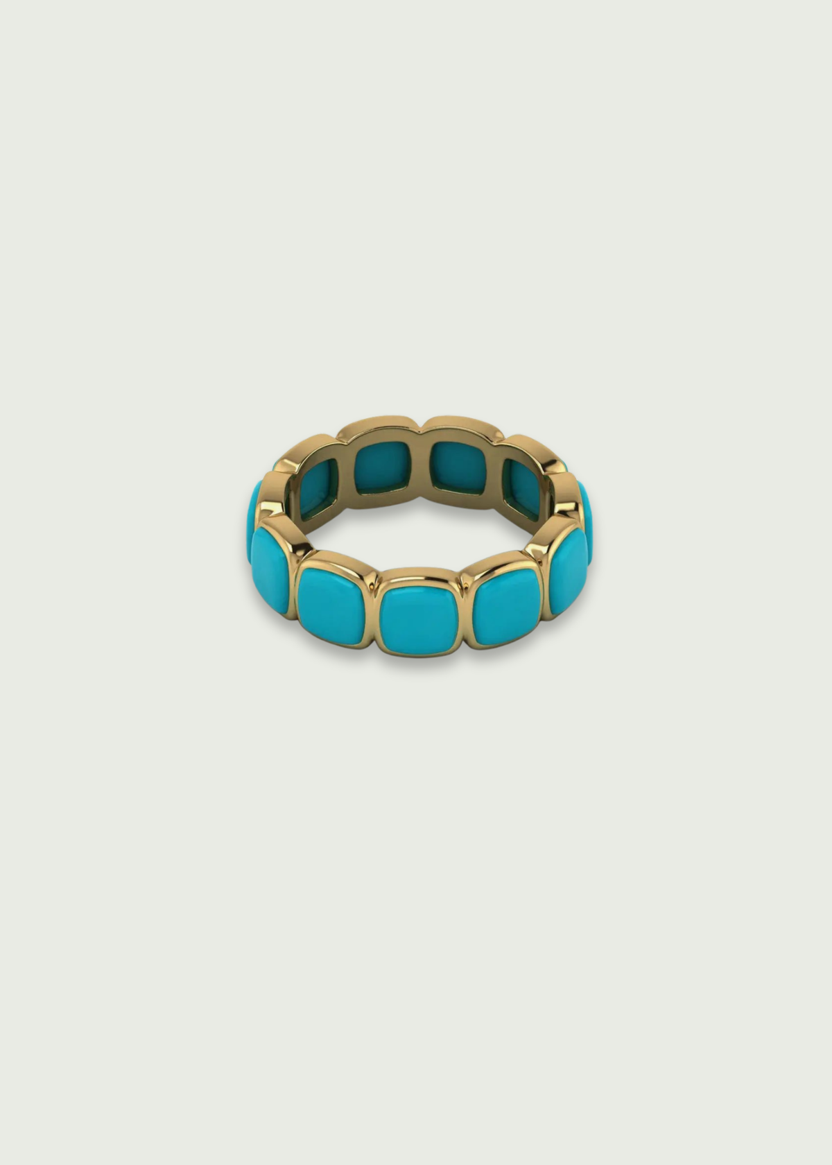 Turquoise Cushion Eternity Band