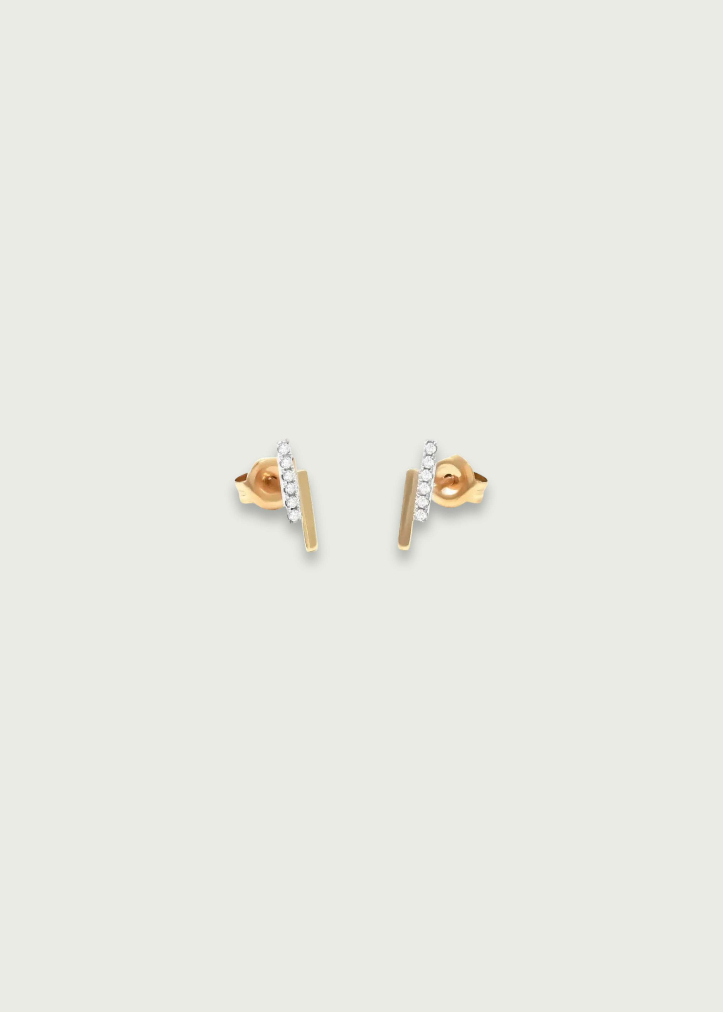 14k Gold Pave Diamond Bar Earrings