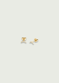 14k Gold Diamond Curved Bar Earrings