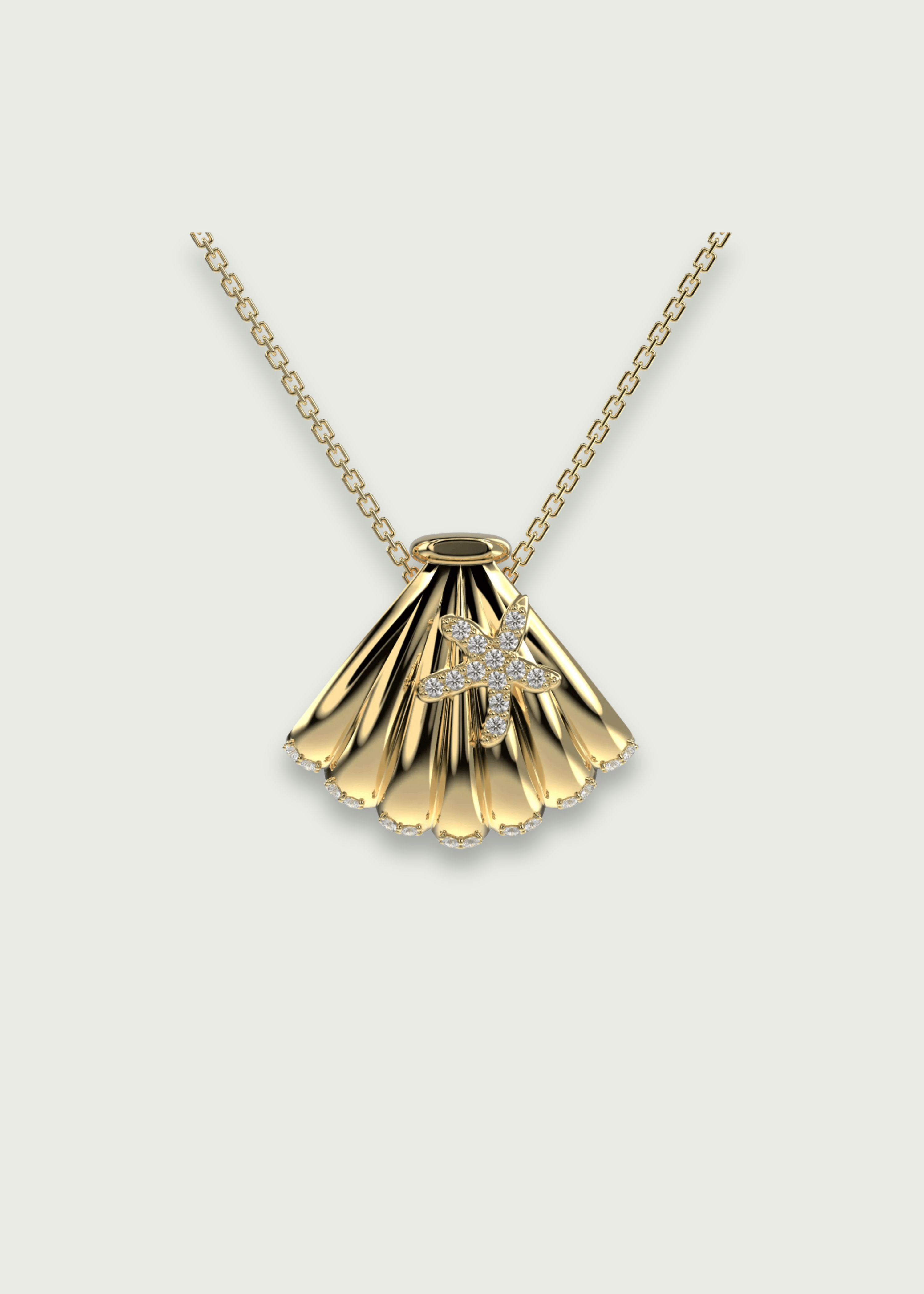 Diamond Conch Shell Necklace