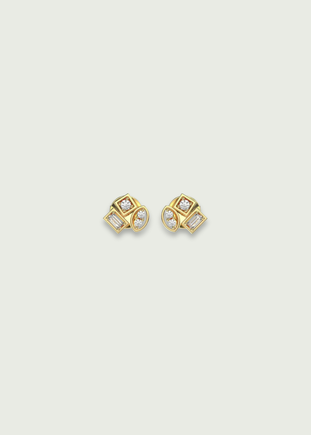 Geometric Diamond Stud Earrings
