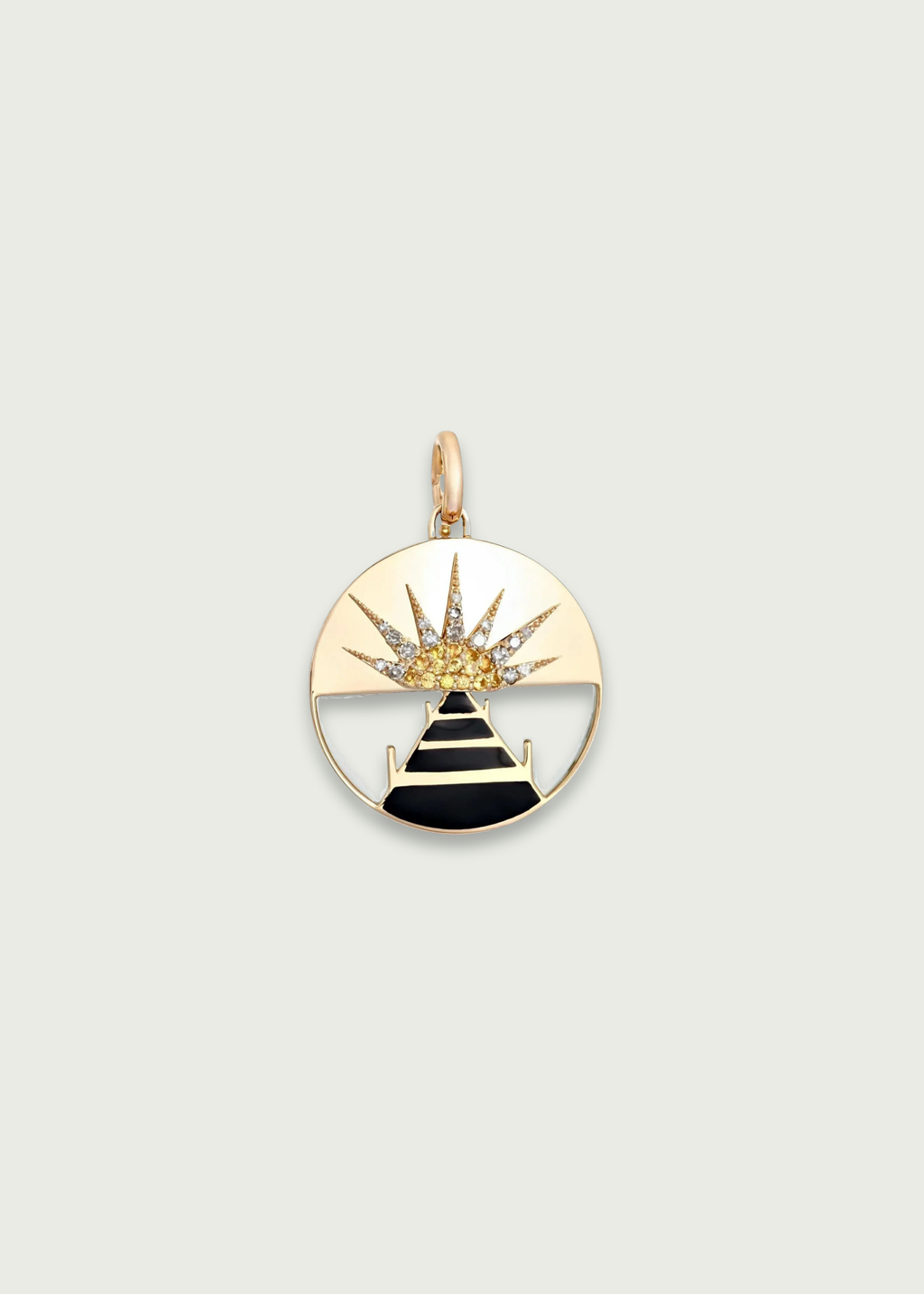 14K Gold Diamond Sunset Horizon Pendant