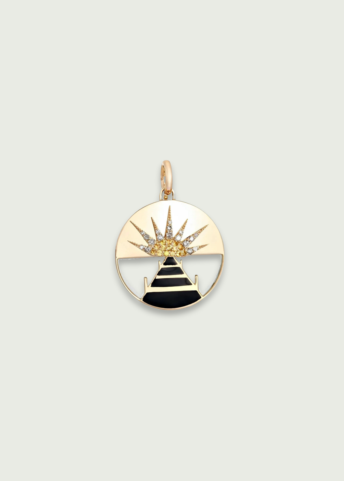 14K Gold Diamond Sunset Horizon Pendant