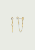 Natural Diamond Chain Drop Stackable Earrings