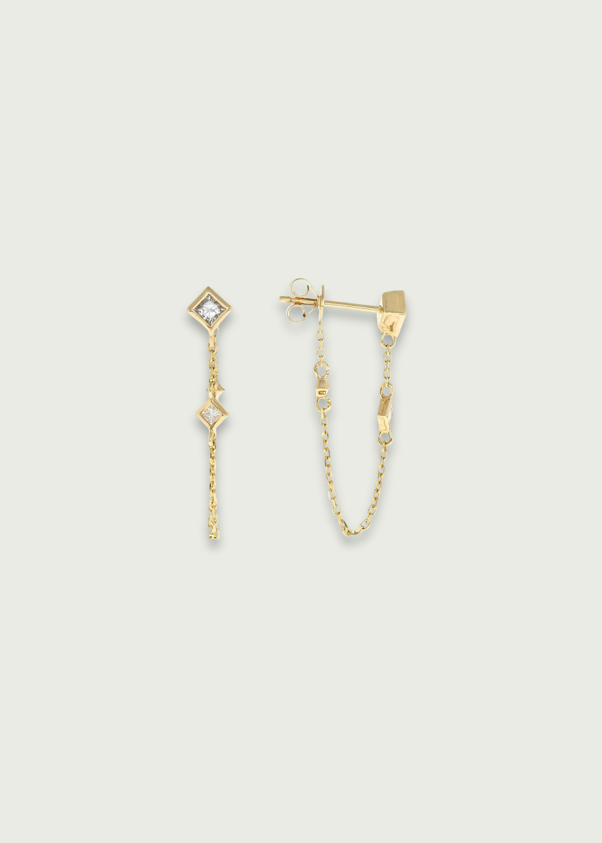 Natural Diamond Chain Drop Stackable Earrings