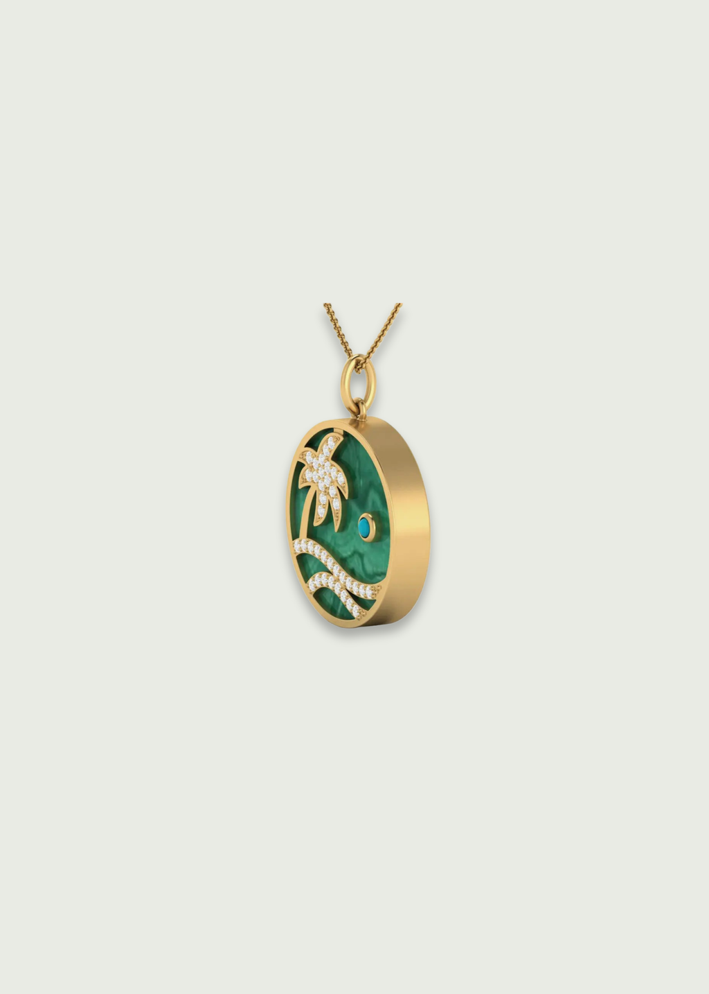 Beach Paradise 14K Gold Diamond Elegant Tropical Pendant