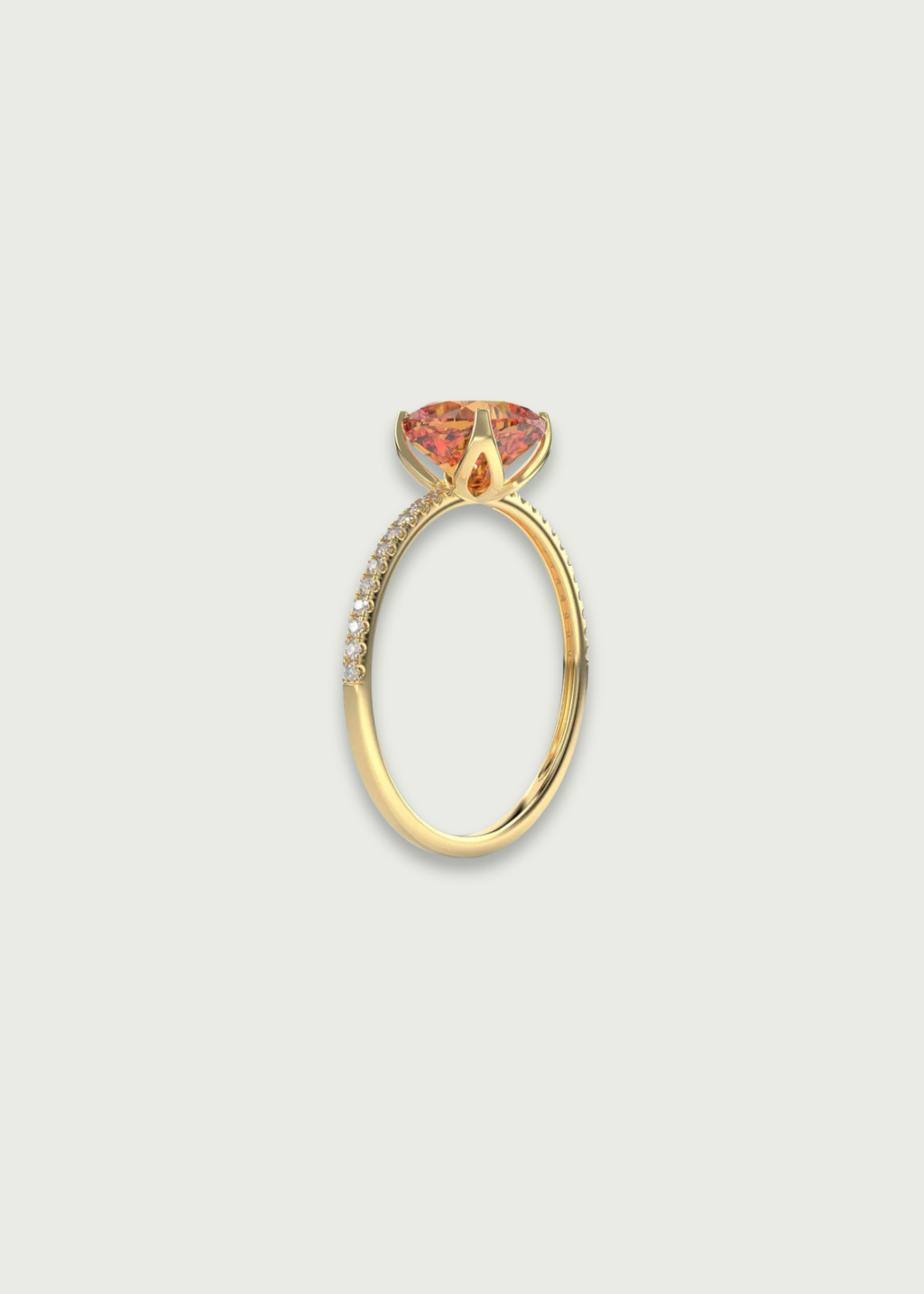 Cushion-Cut Natural Citrine and Diamond Ring