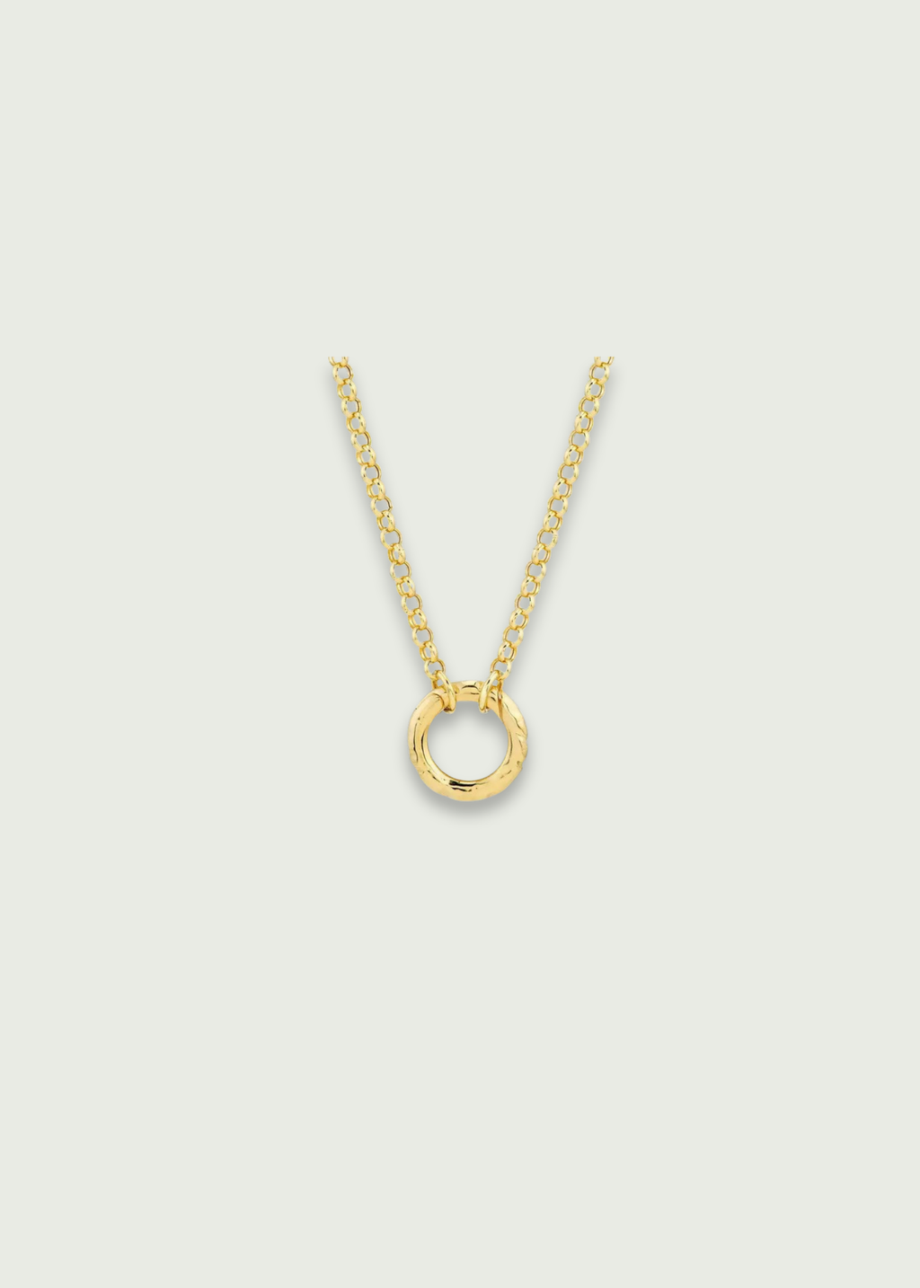Hammered 14k Gold Round Push Lock Charm