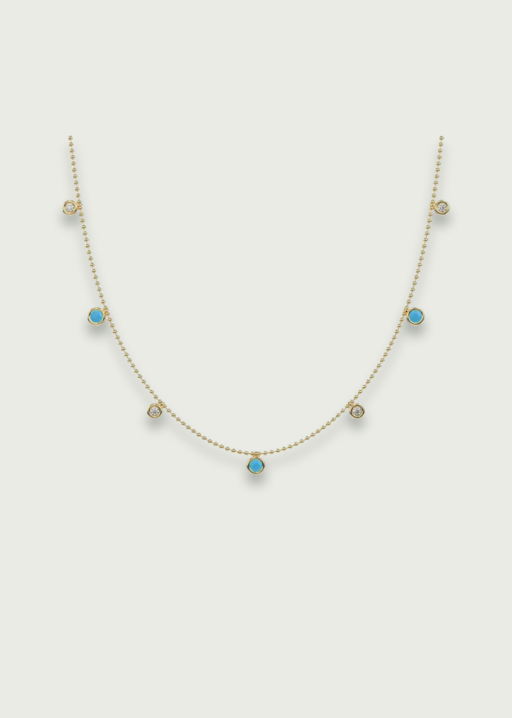 14k Gold Turquoise and Diamond Necklace