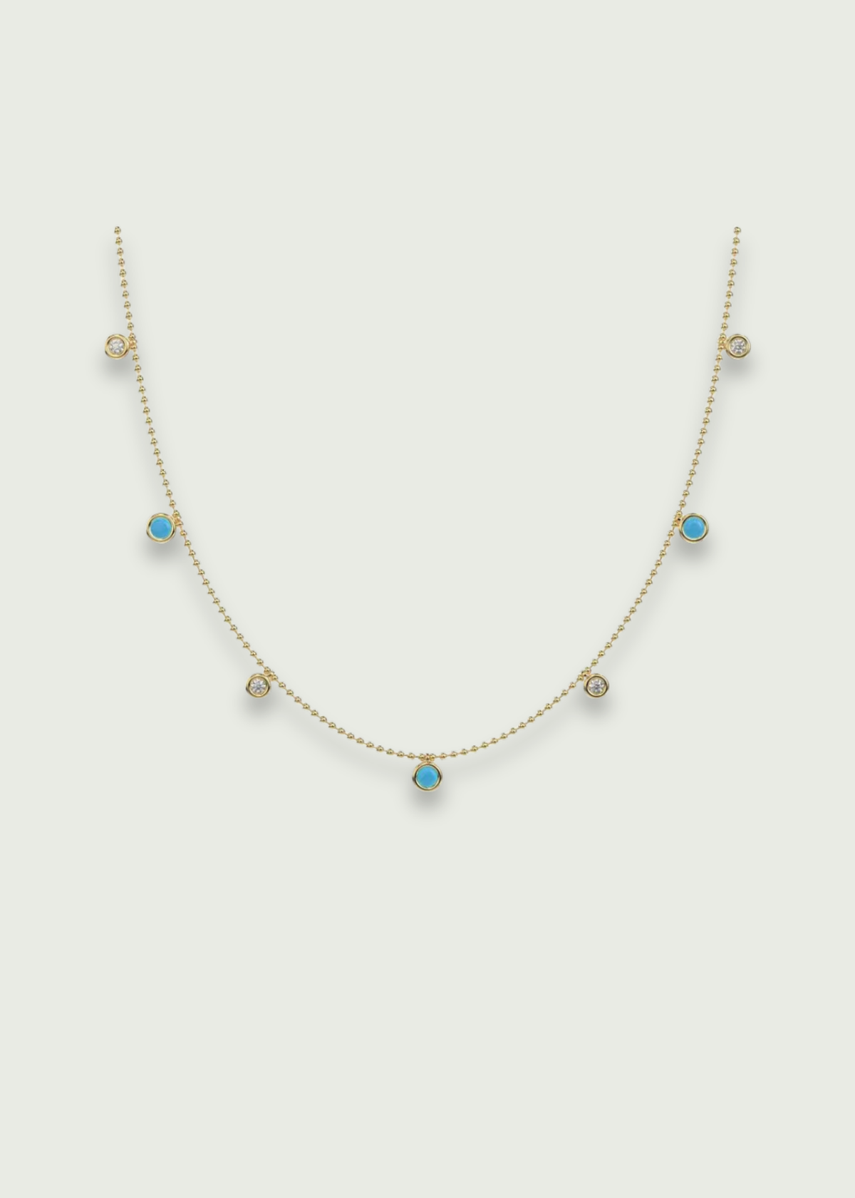 14k Gold Turquoise and Diamond Necklace