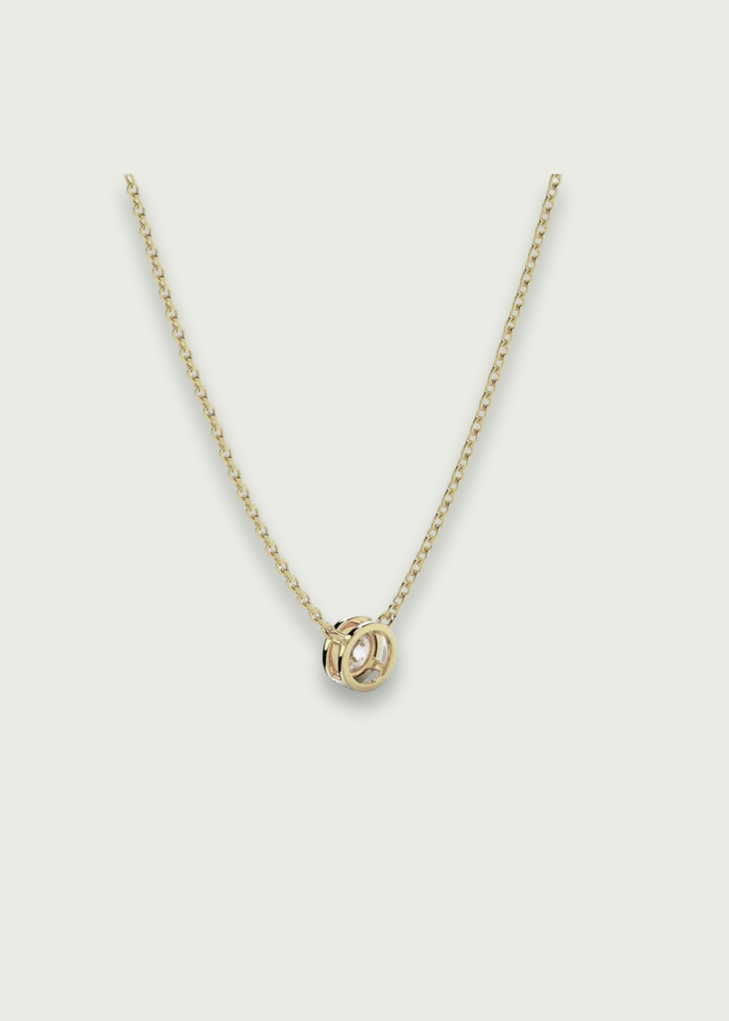 14k Gold Bezel Set Solitaire Diamond Necklace