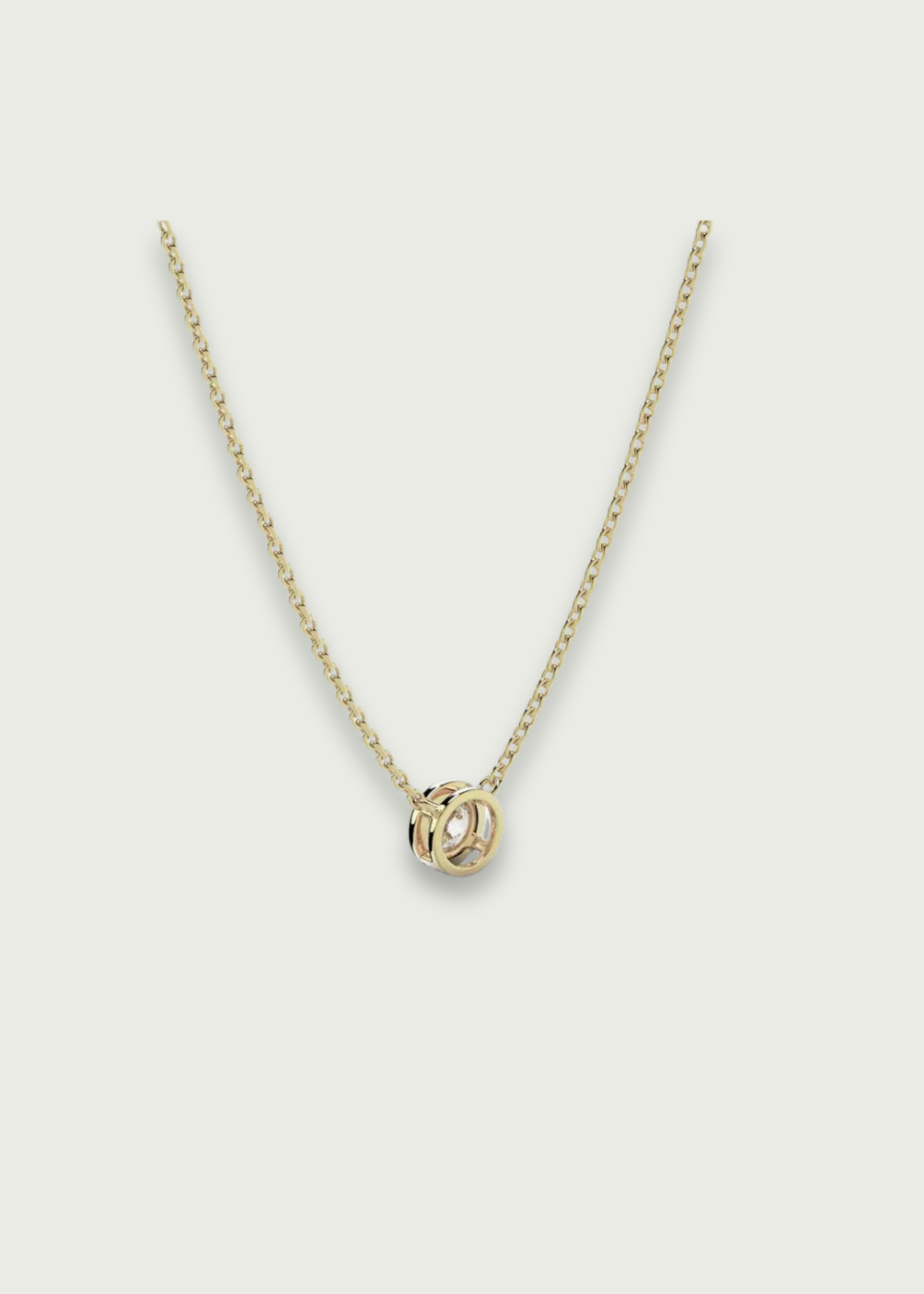 14k Gold Bezel Set Solitaire Diamond Necklace