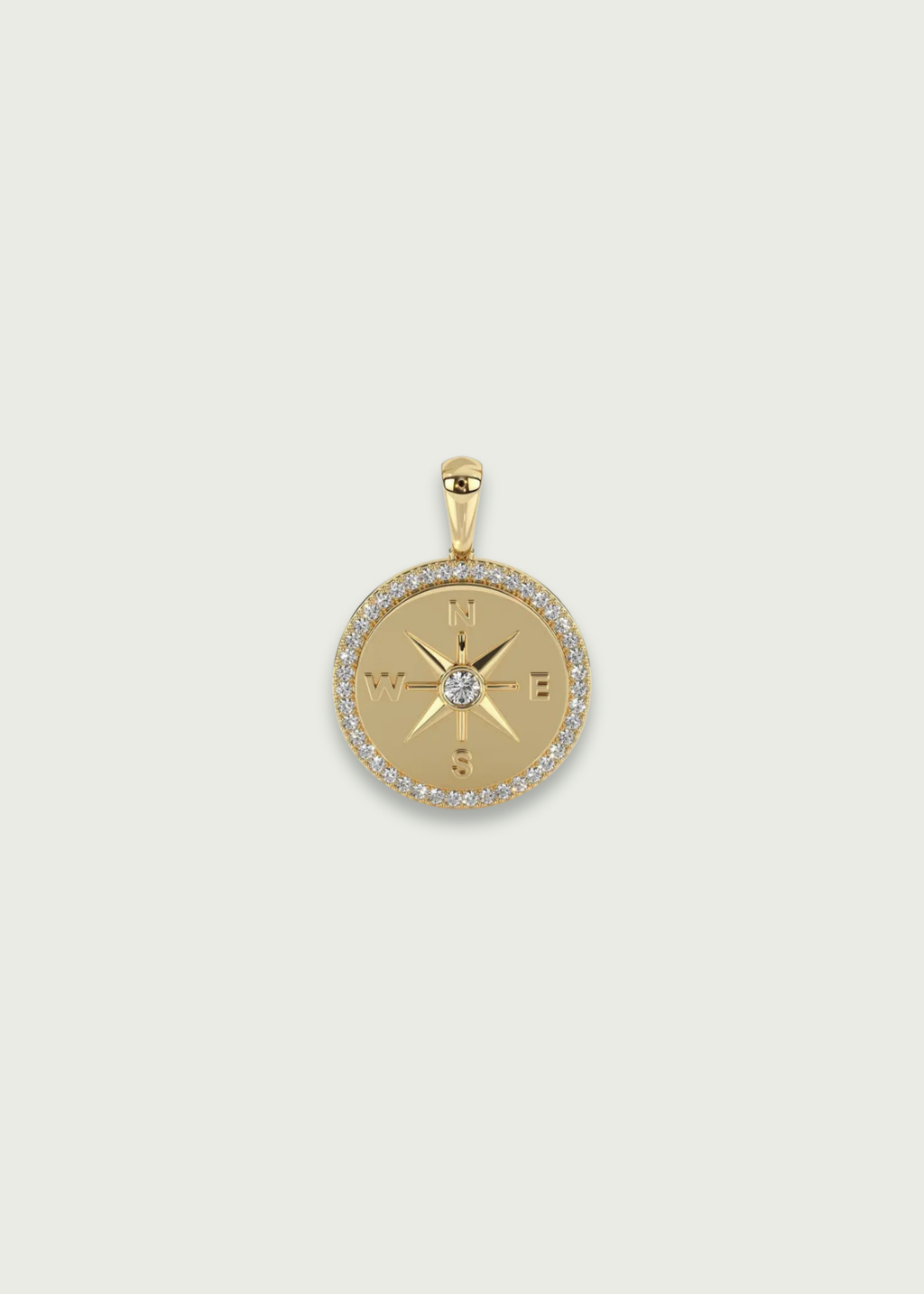 Diamond Clear Quartz Compass Pendant