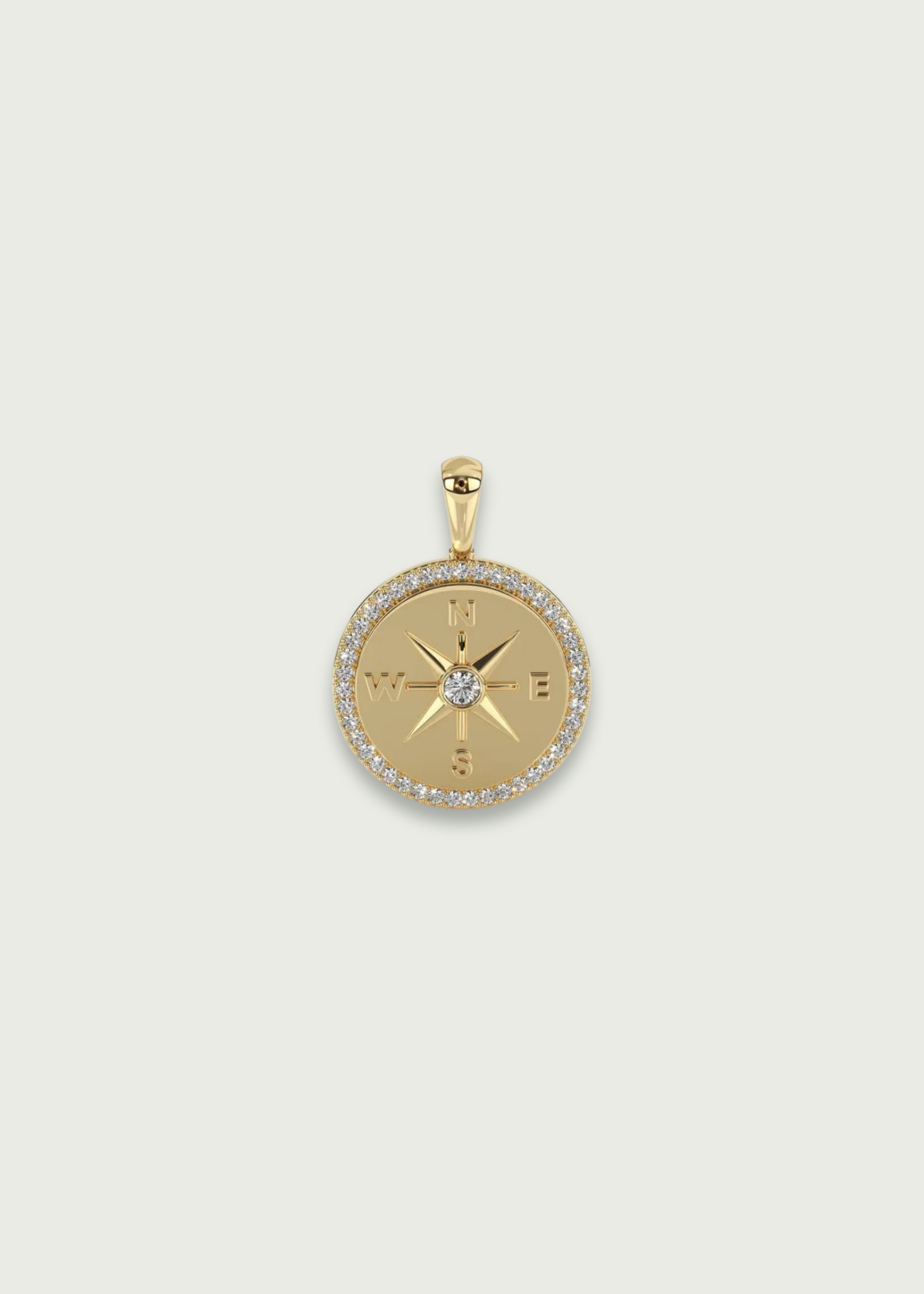 Diamond Clear Quartz Compass Pendant