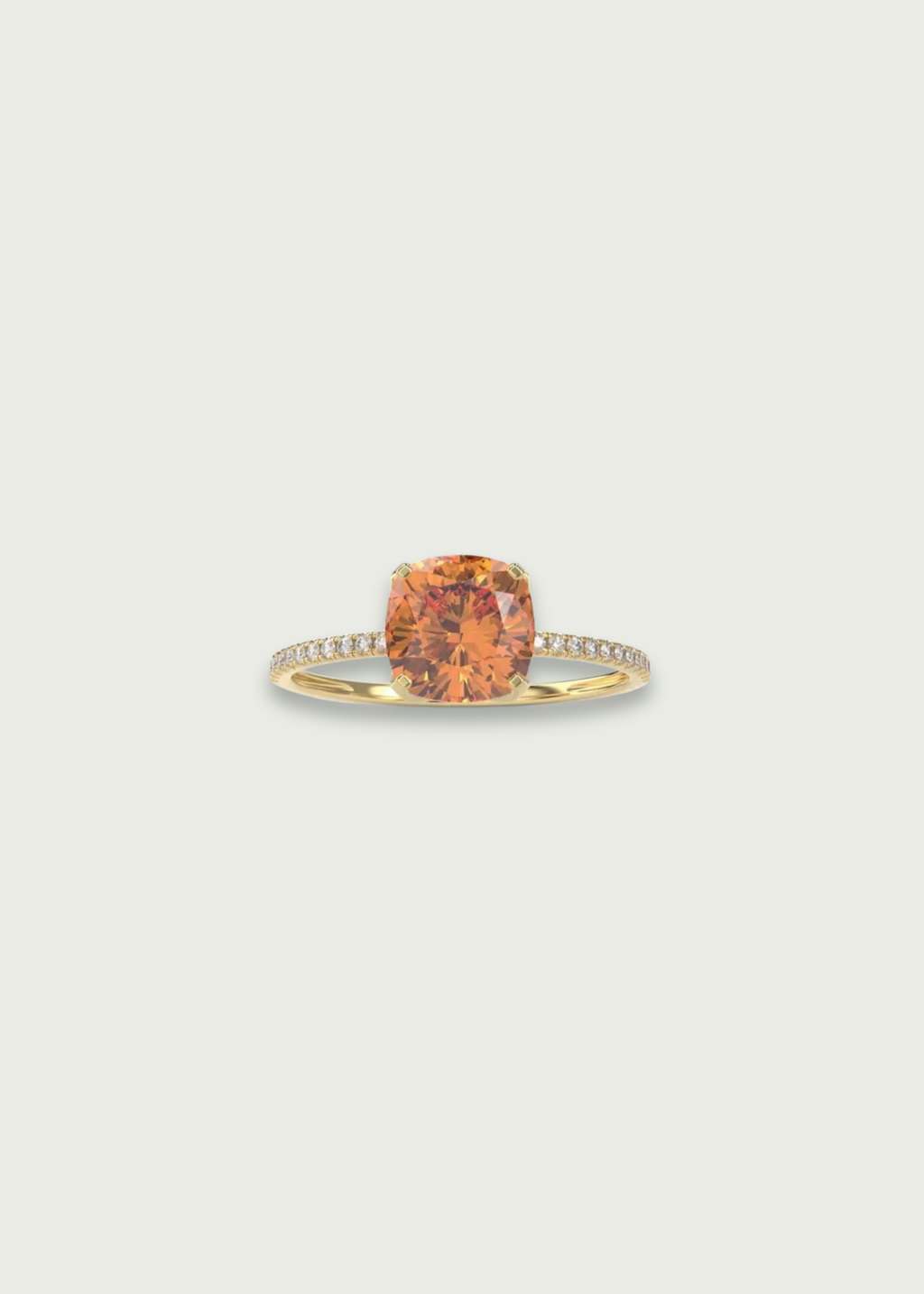 Cushion-Cut Natural Citrine and Diamond Ring