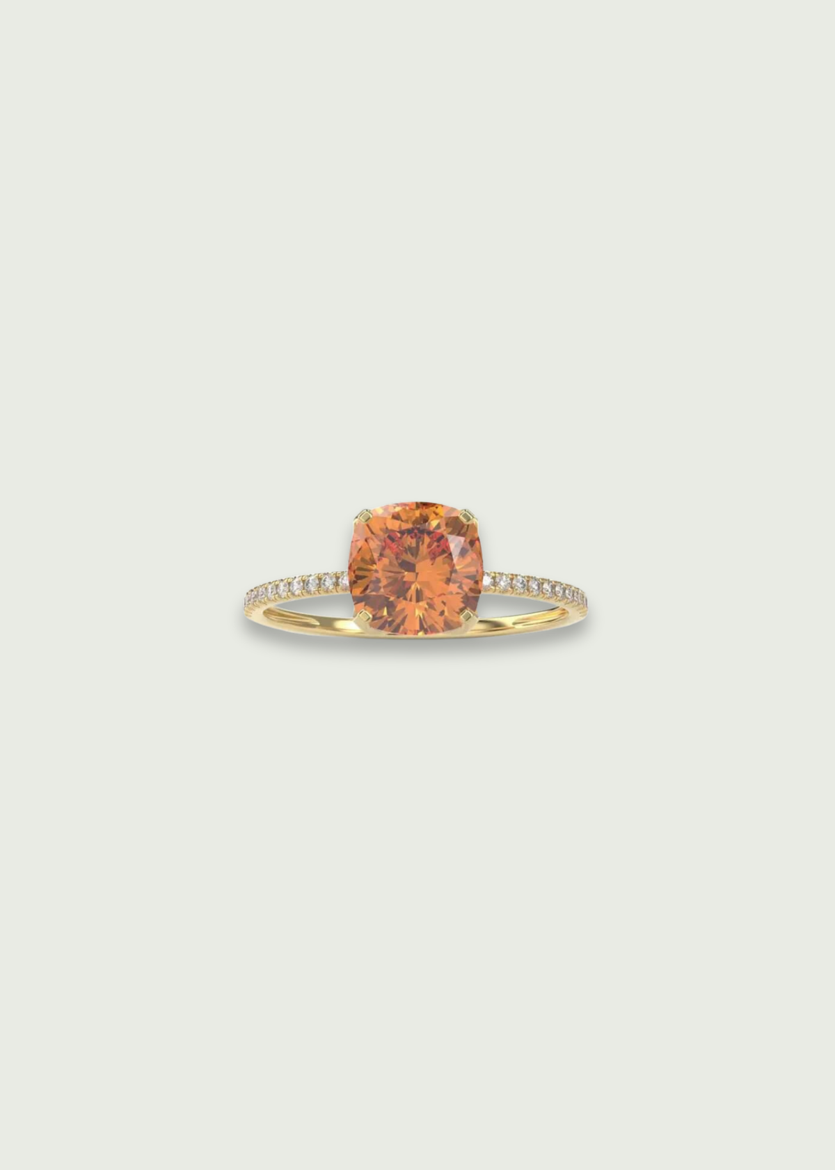 Cushion-Cut Natural Citrine and Diamond Ring