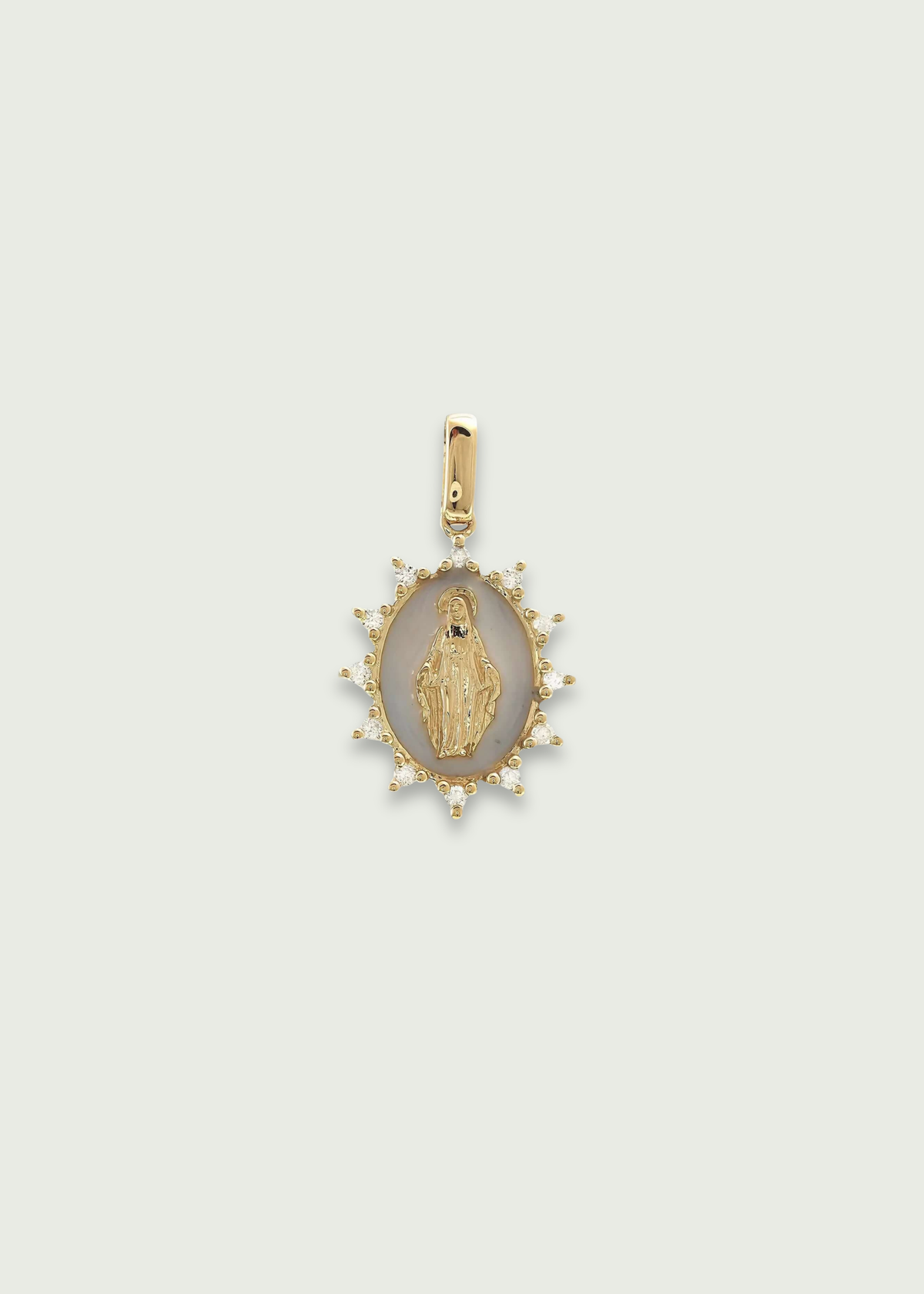 Enamel Diamond Virgin Mary Pendant