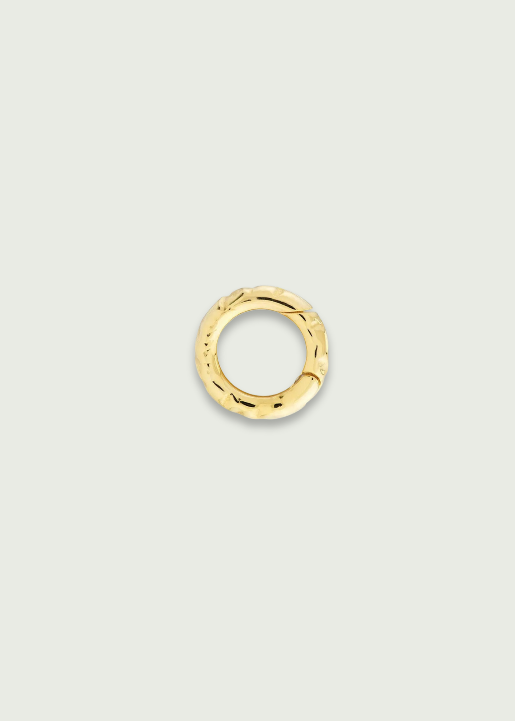 Hammered 14k Gold Round Push Lock Charm