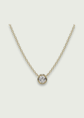 14k Gold Bezel Set Solitaire Diamond Necklace