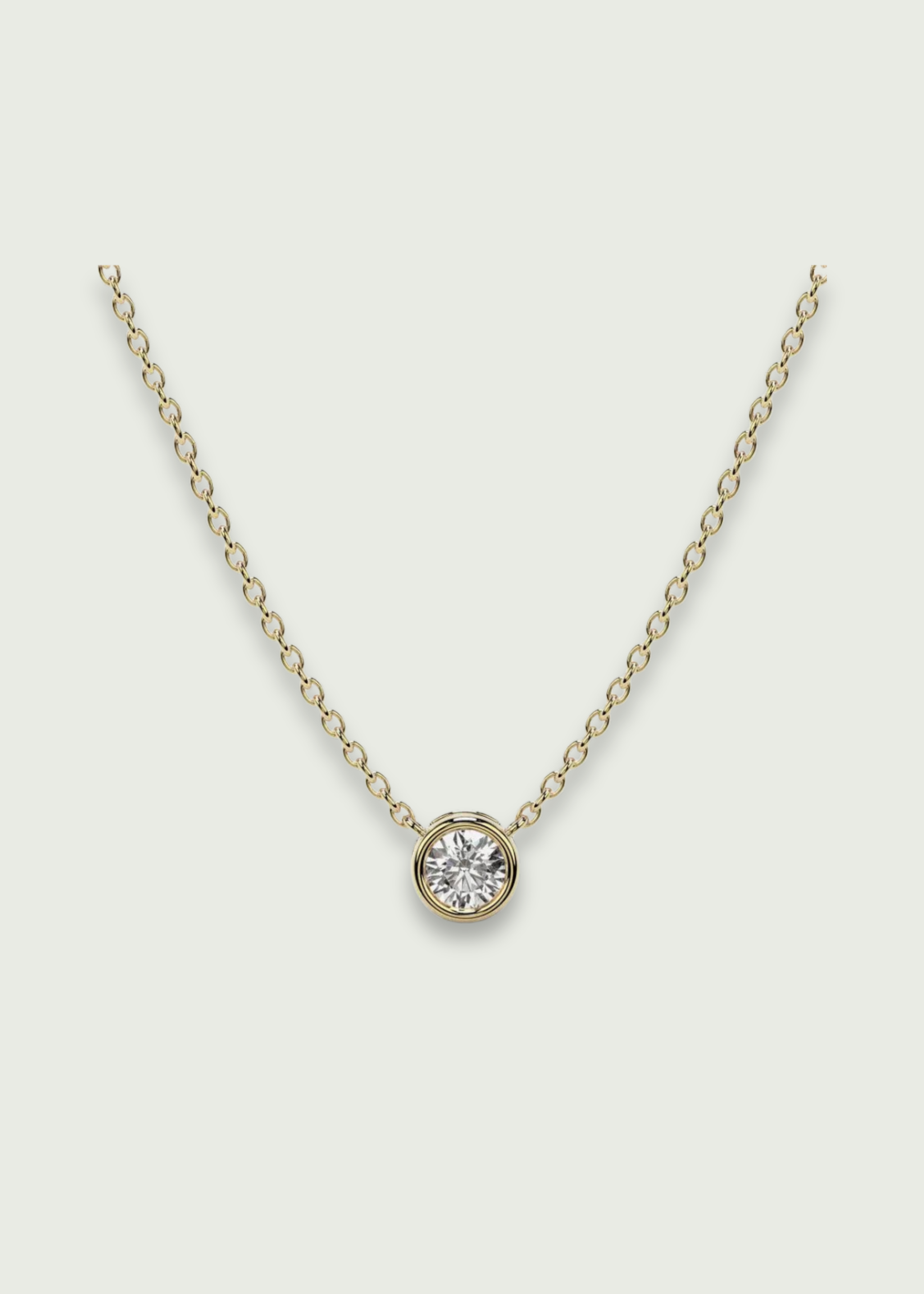14k Gold Bezel Set Solitaire Diamond Necklace
