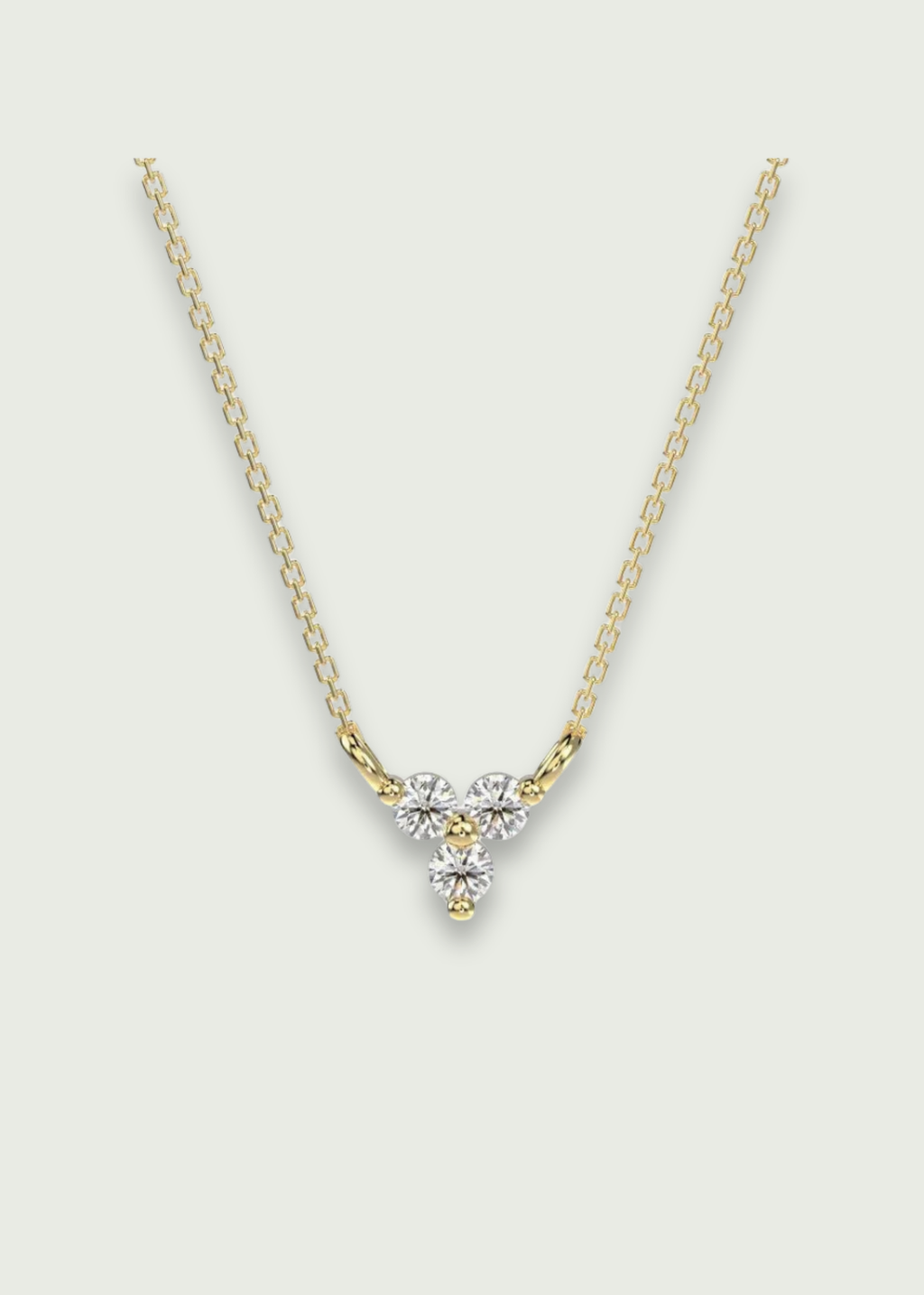14k Gold Round Prong Diamond Trio Necklace