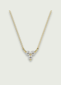 14k Gold Round Prong Diamond Trio Necklace