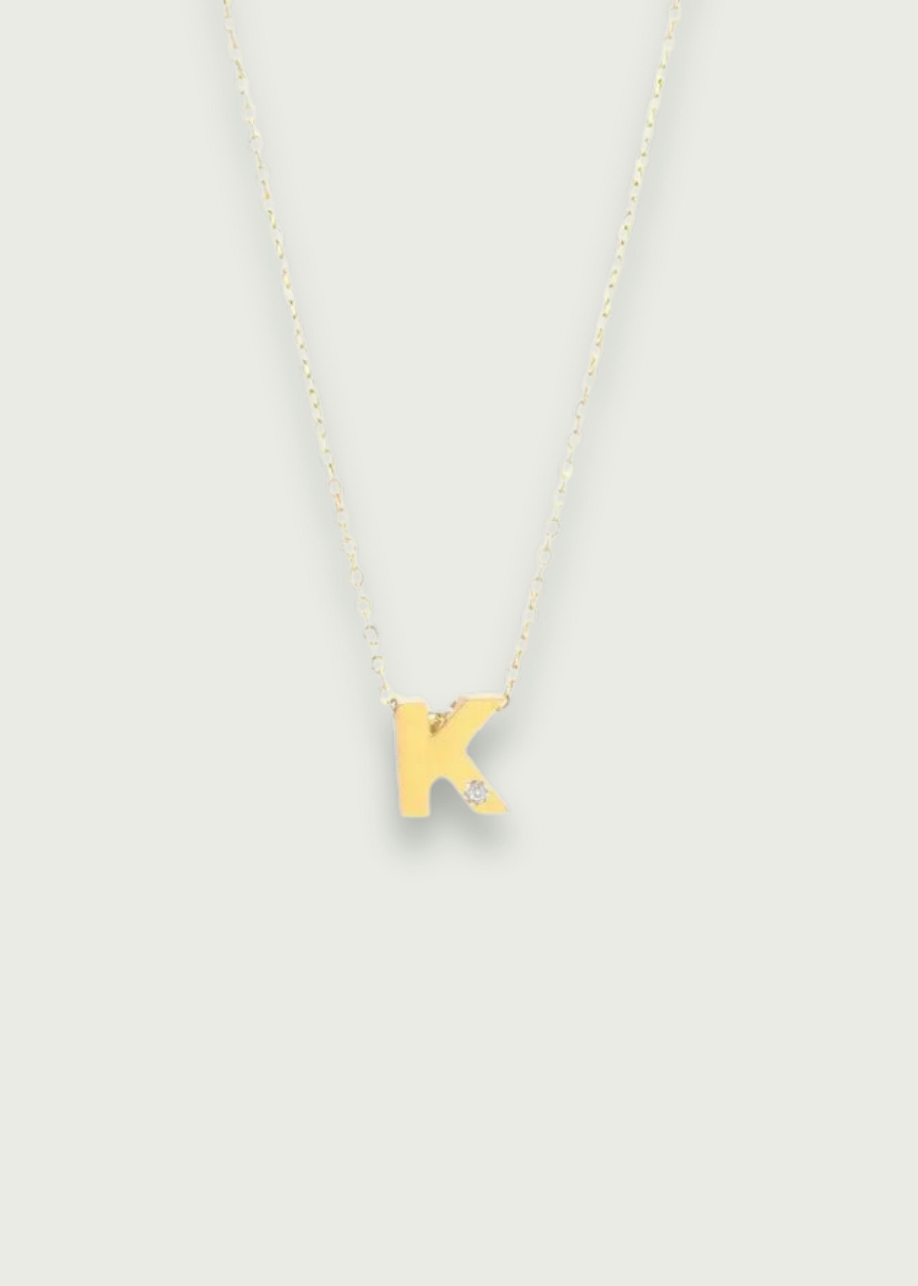 14k Gold Bezel Set Diamond Initial Necklace