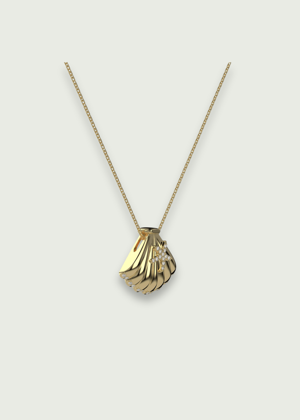 Diamond Conch Shell Necklace