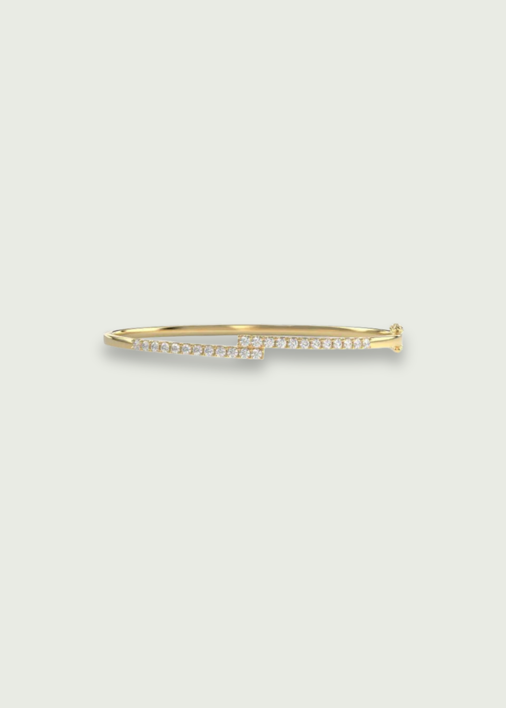 14K Gold Diamond Bangle Bracelet – Hinged Cross Front