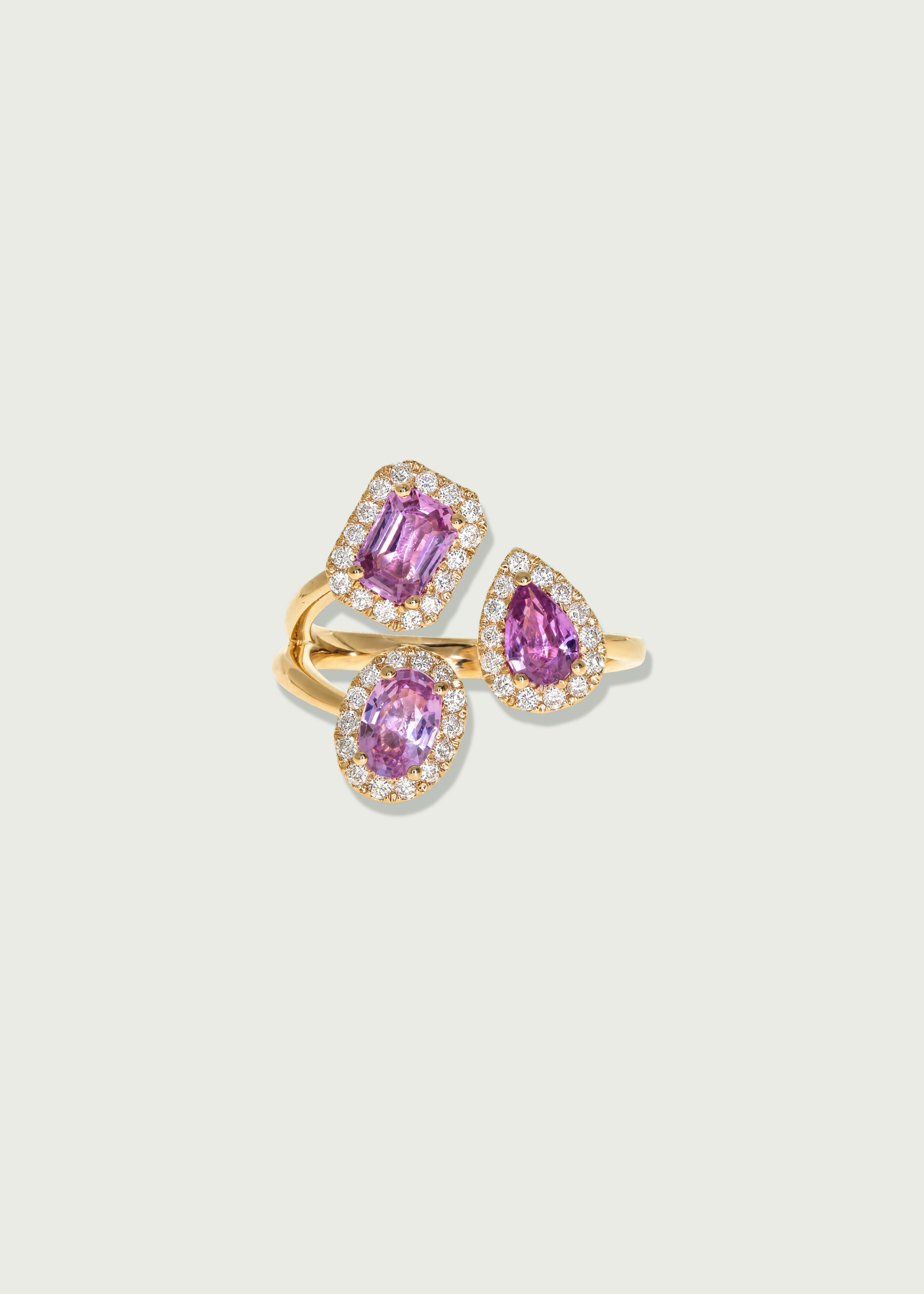 Pink Sapphire Cluster Ring