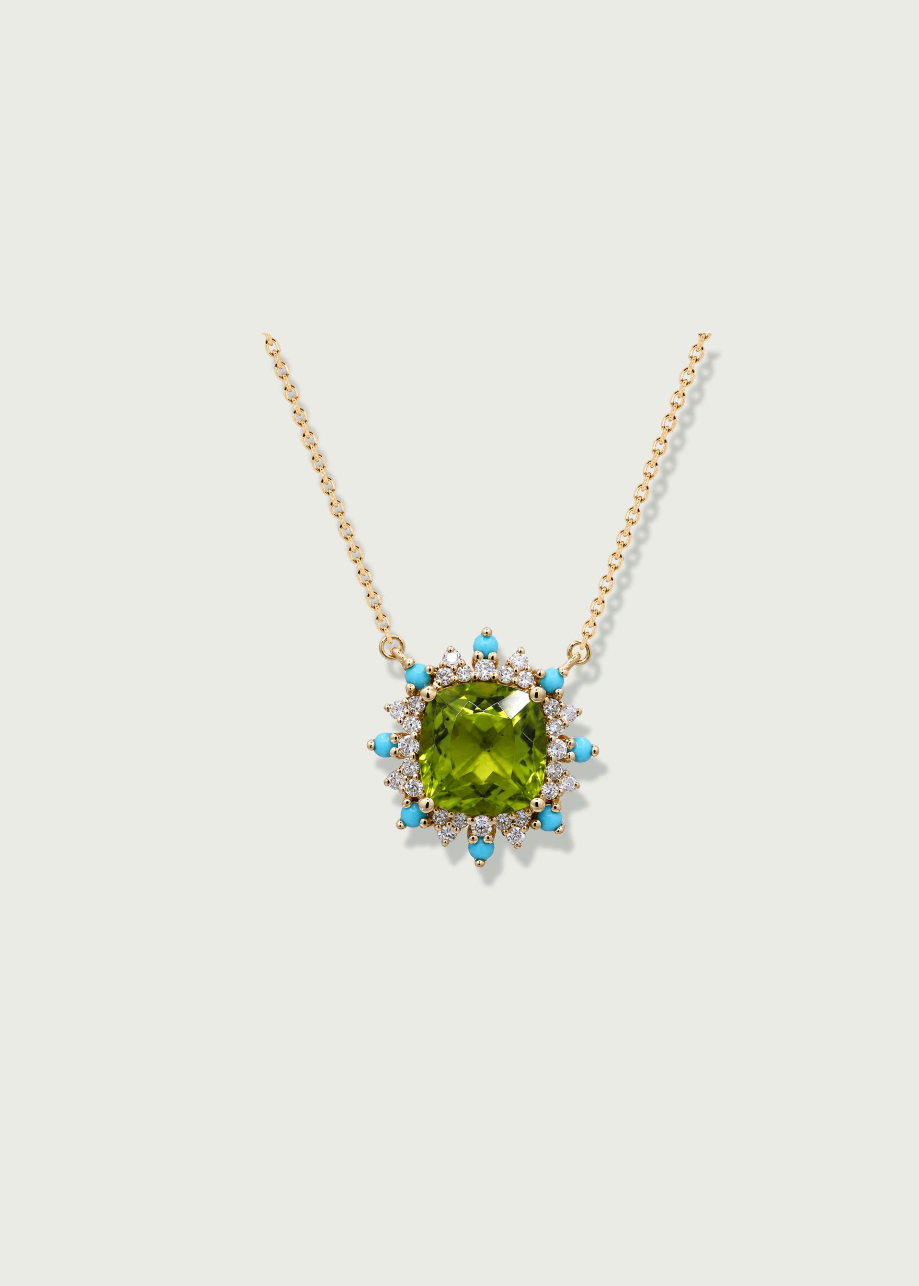 Peridot & Turquise Sunburst Pendant