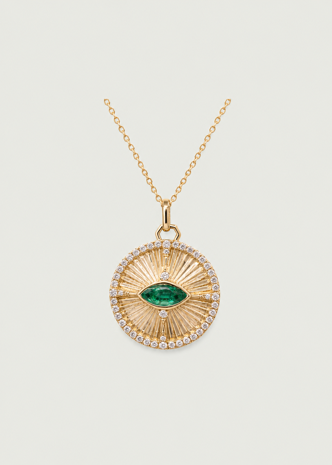 Emerald Evil Eye Diamond Pendant