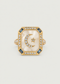 Moon & Star Blue Sapphire Statement Ring
