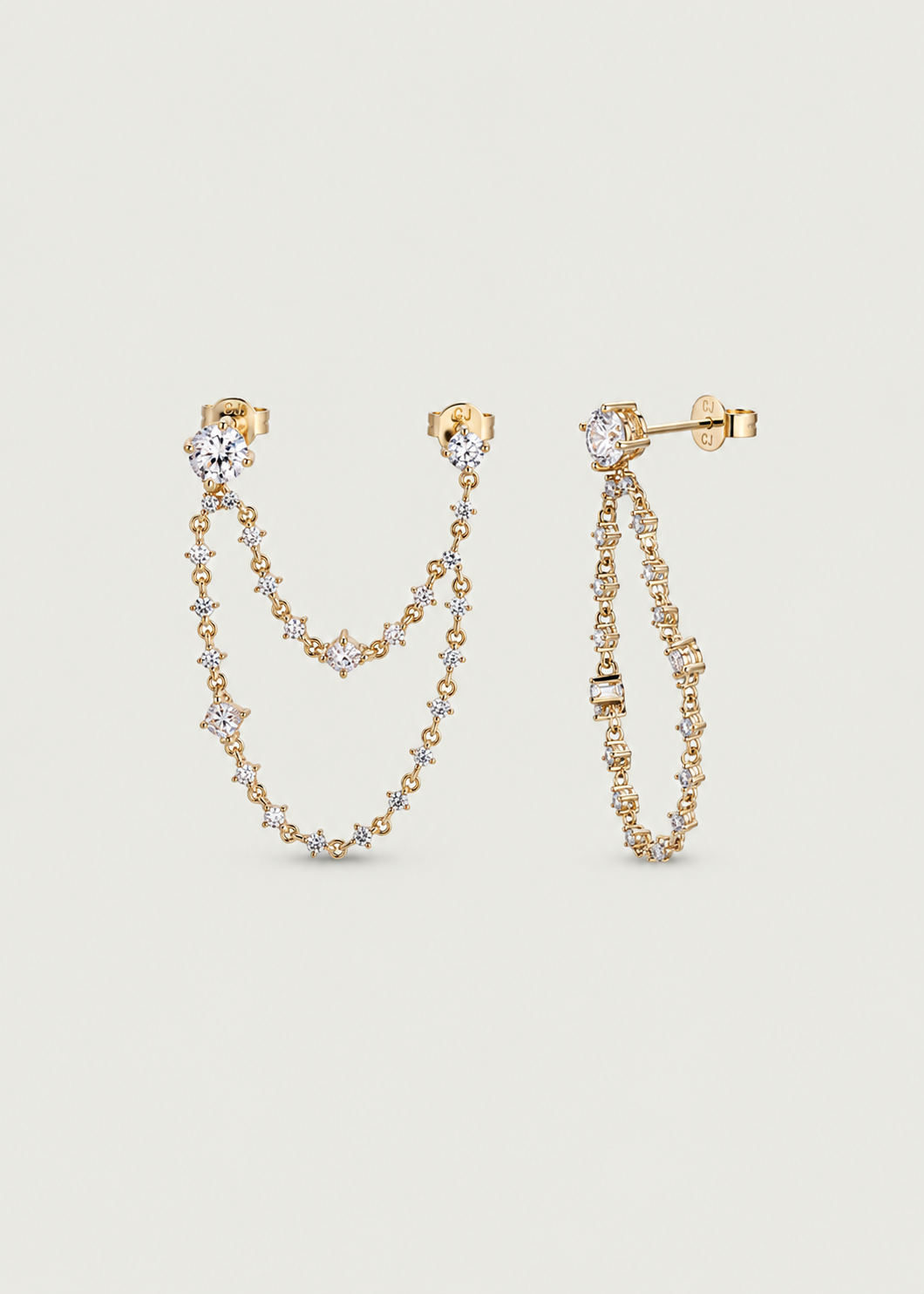 Diamond Chain Drop Earrings